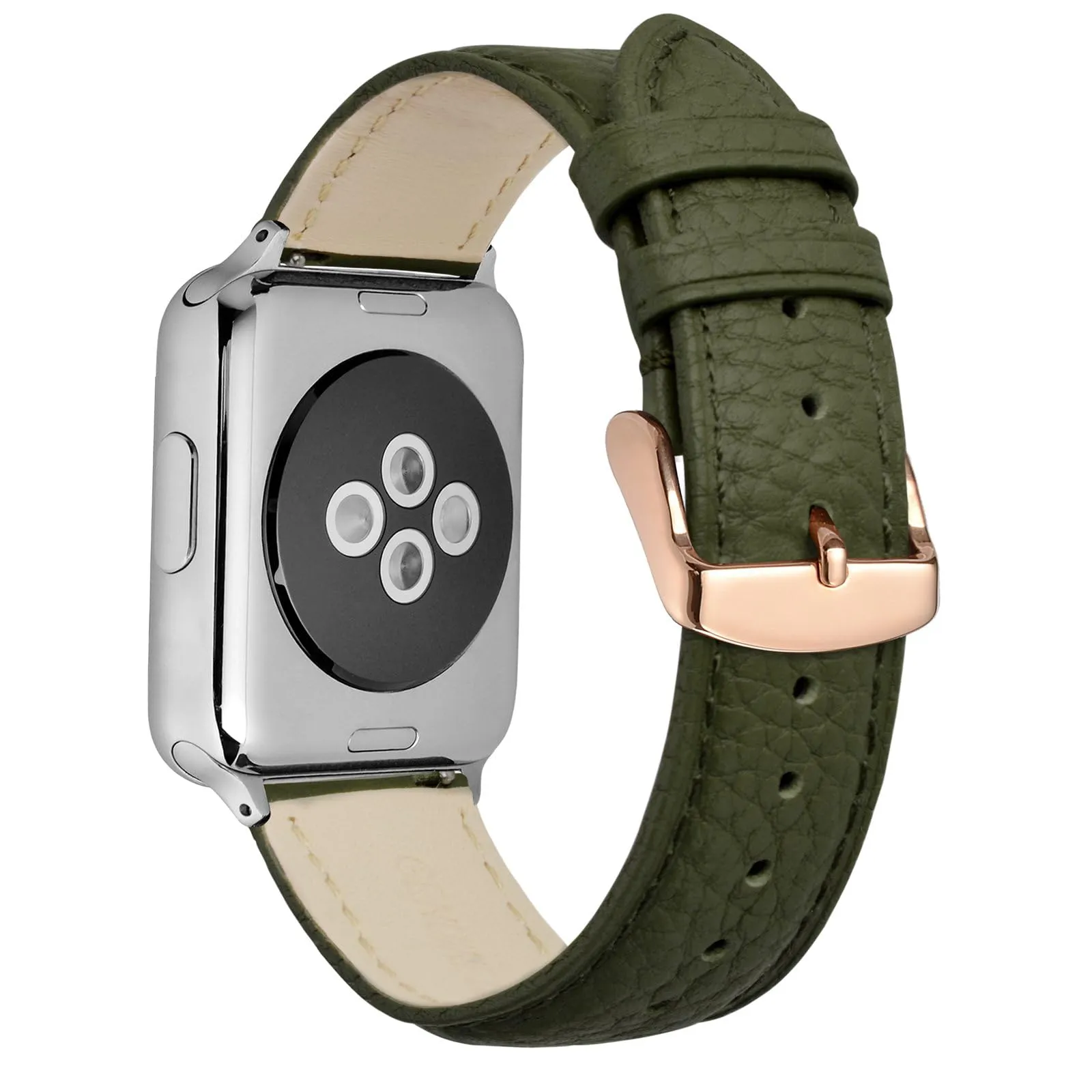 ANNEFIT Cinturino 20mm, Cinturini di Ricambio per Uomo e Donna con Fibbia Oro Rosa, Imbottito Testurizzato Pelle a Sgancio Rapido (Verde) - immagine 8