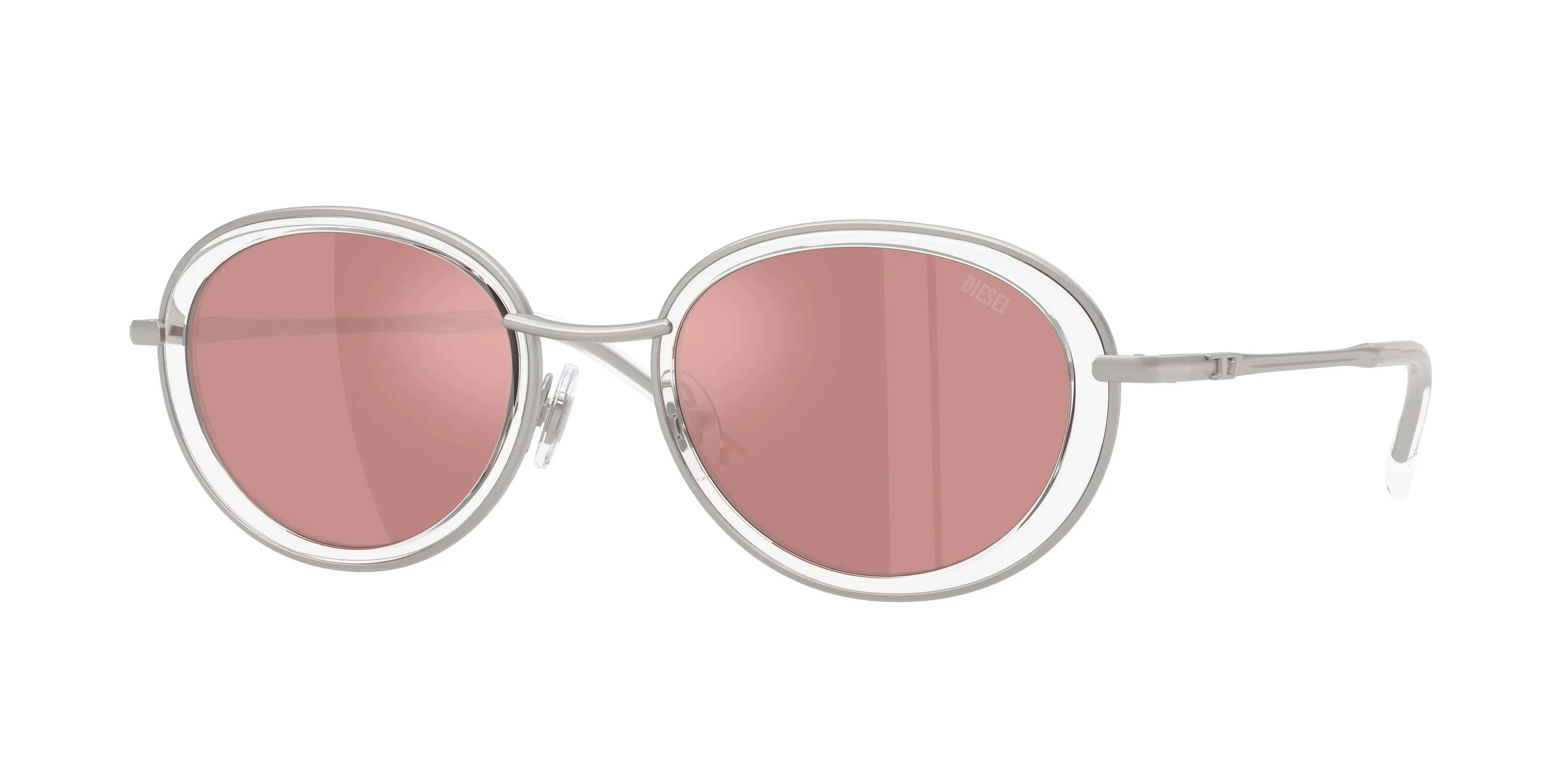 DIESEL DL1018 1007E4 Occhiali da sole Metallo Argento Rosa Rotonda Specchiate - immagine 1
