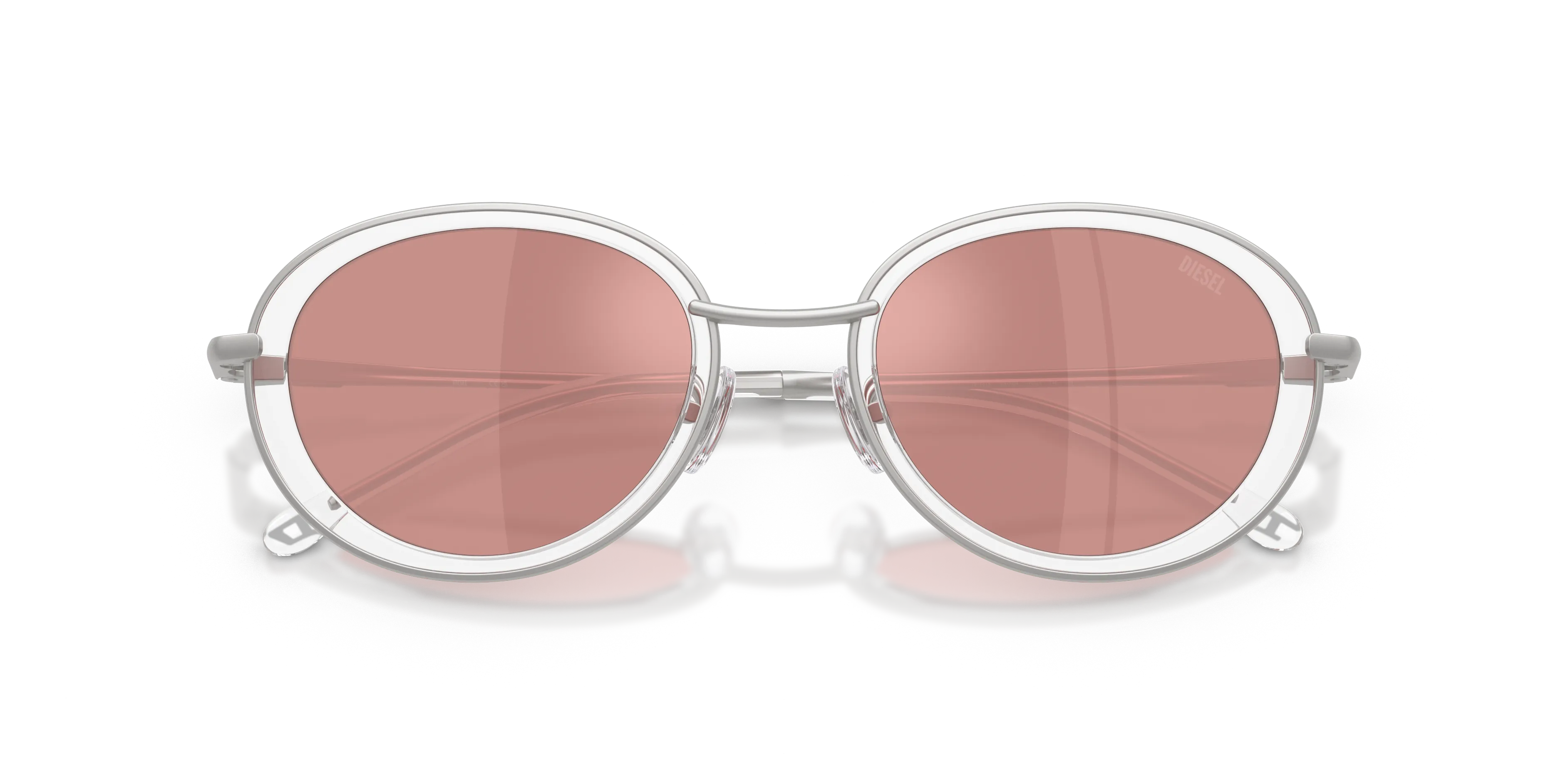 DIESEL DL1018 1007E4 Occhiali da sole Metallo Argento Rosa Rotonda Specchiate - immagine 2