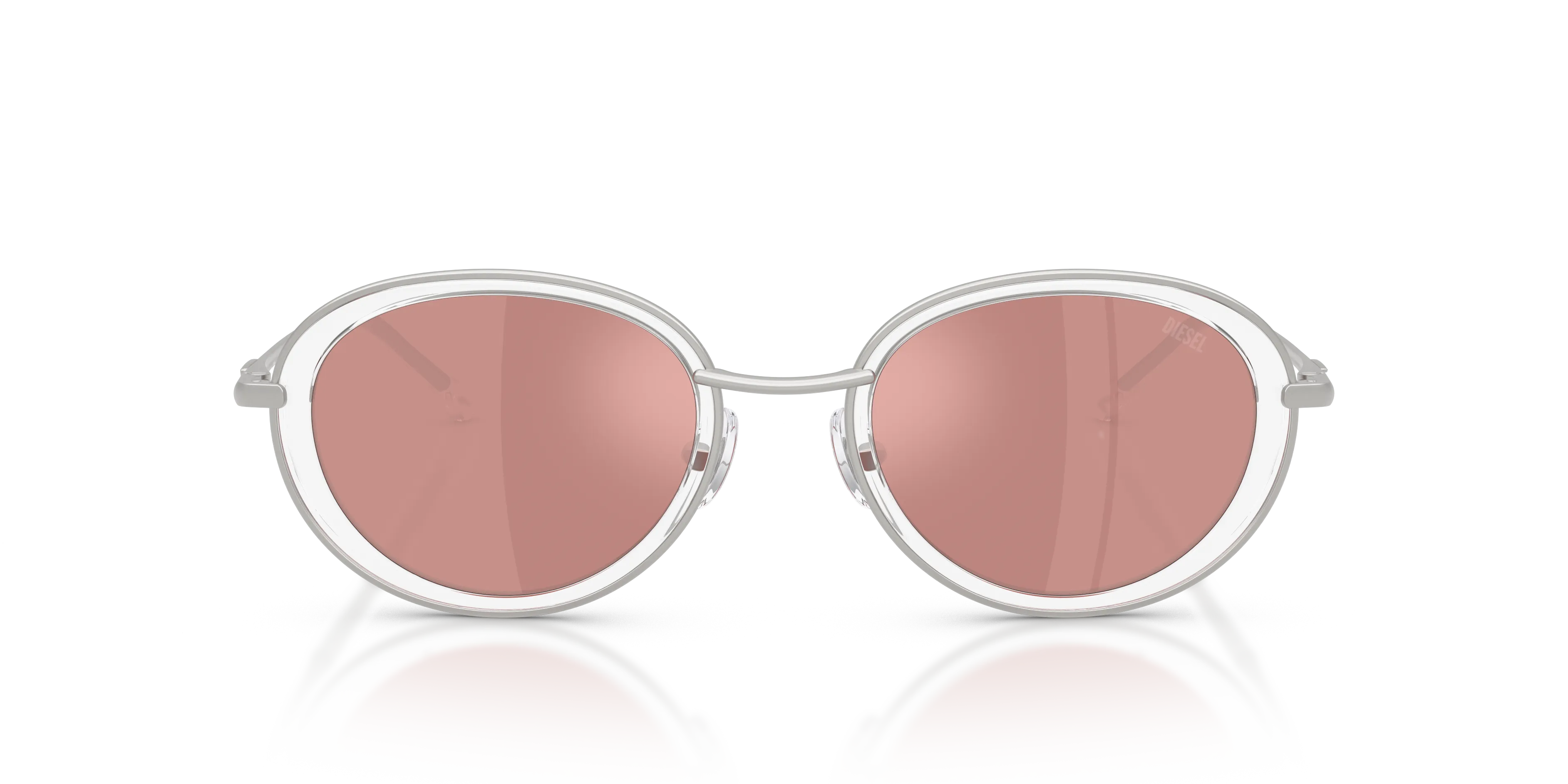 DIESEL DL1018 1007E4 Occhiali da sole Metallo Argento Rosa Rotonda Specchiate - immagine 3