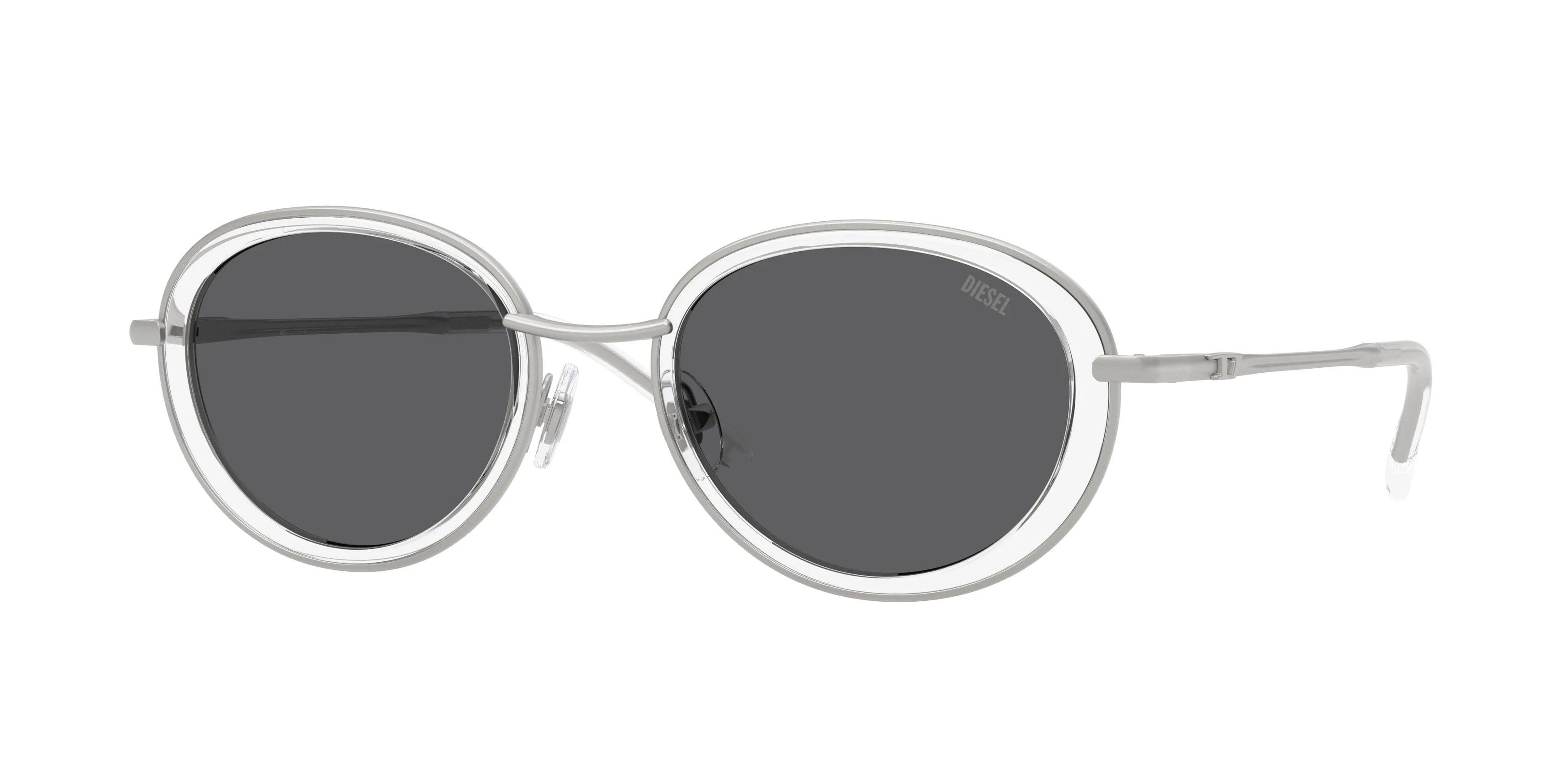 DIESEL DL1018 100787 Occhiali da sole Metallo Argento Grigio Rotonda Normale - immagine 1