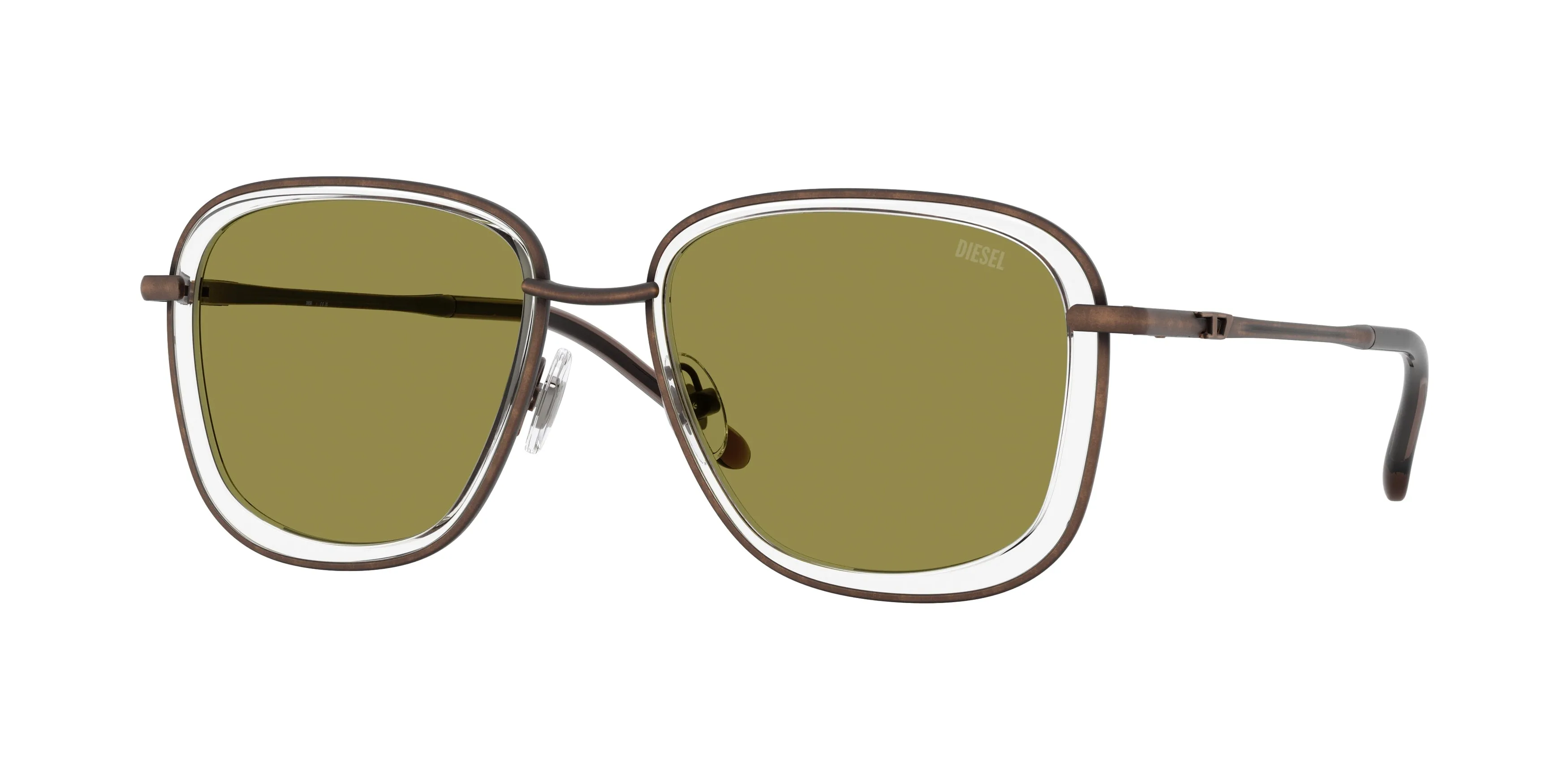 DIESEL DL1017 1040/2 Occhiali da sole Metallo Marrone Verde Squadrata Normale - immagine 1