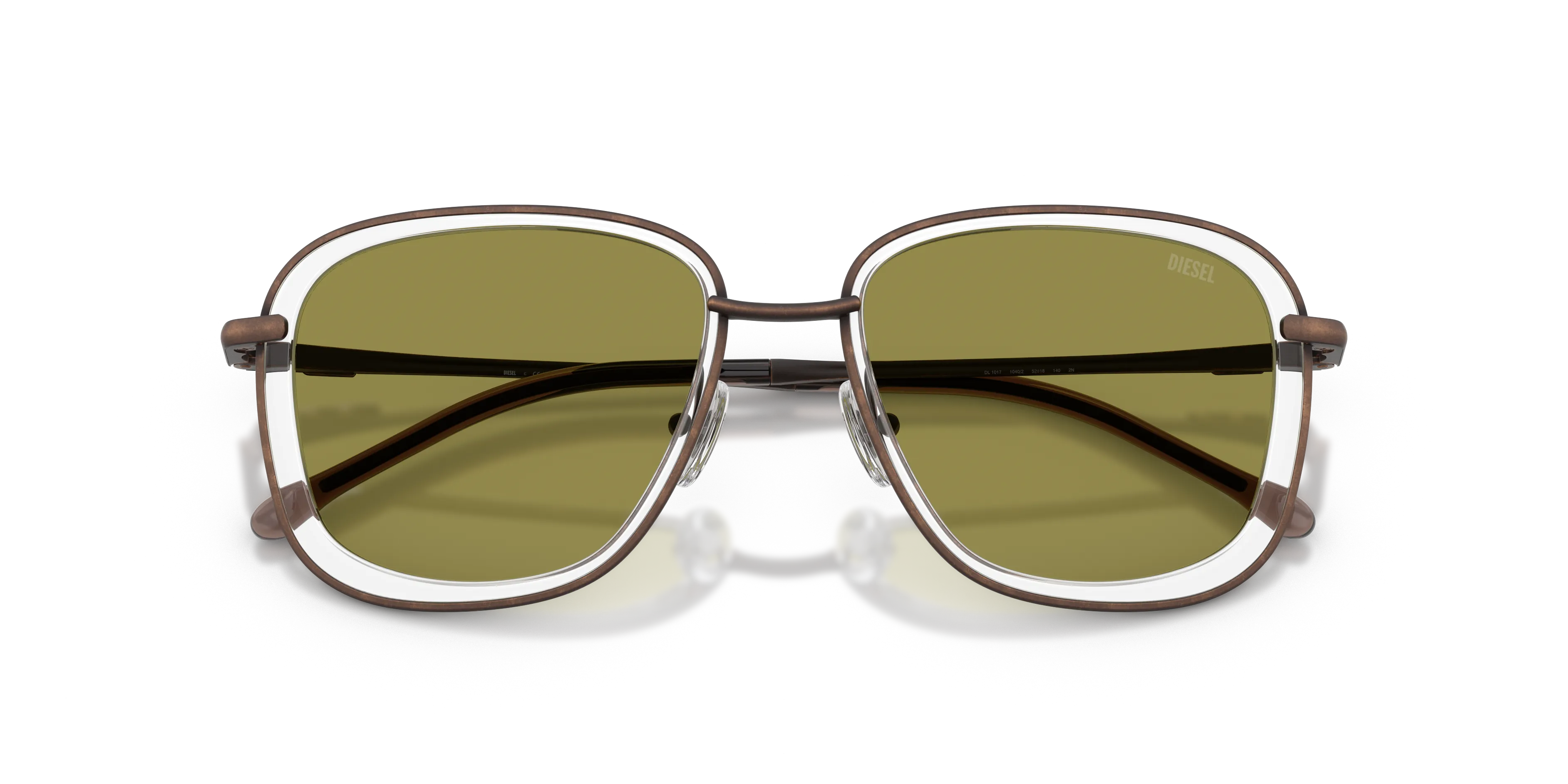 DIESEL DL1017 1040/2 Occhiali da sole Metallo Marrone Verde Squadrata Normale - immagine 2