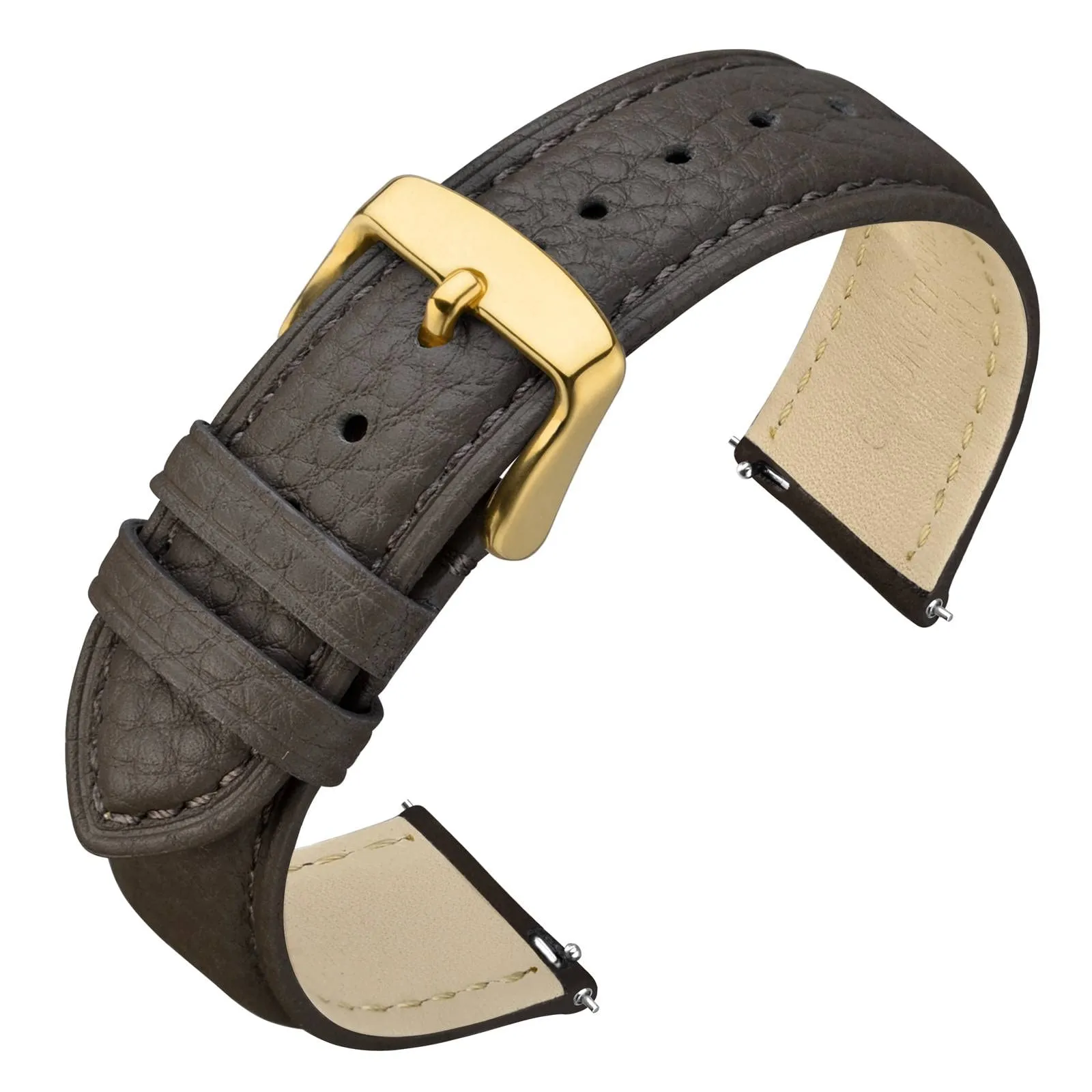 ANNEFIT Cinturino 18mm, Cinturini di Ricambio per Uomo e Donna con Fibbia Oro, Imbottito Testurizzato Pelle a Sgancio Rapido (Grigio Scuro) - immagine 1