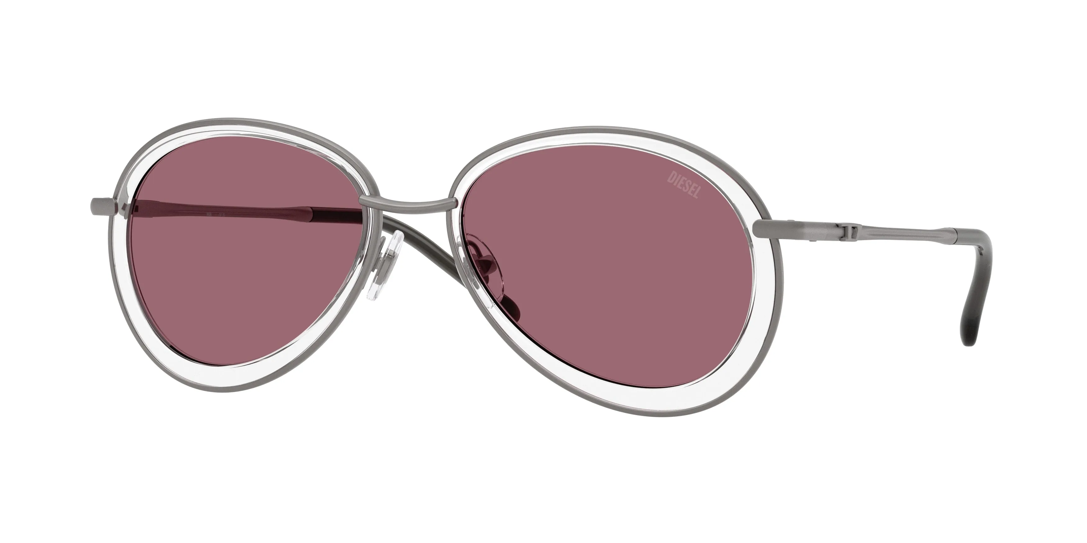 DIESEL DL1016 1009B5 Occhiali da sole Metallo Grigio Rosso Rotonda Specchiate - immagine 1