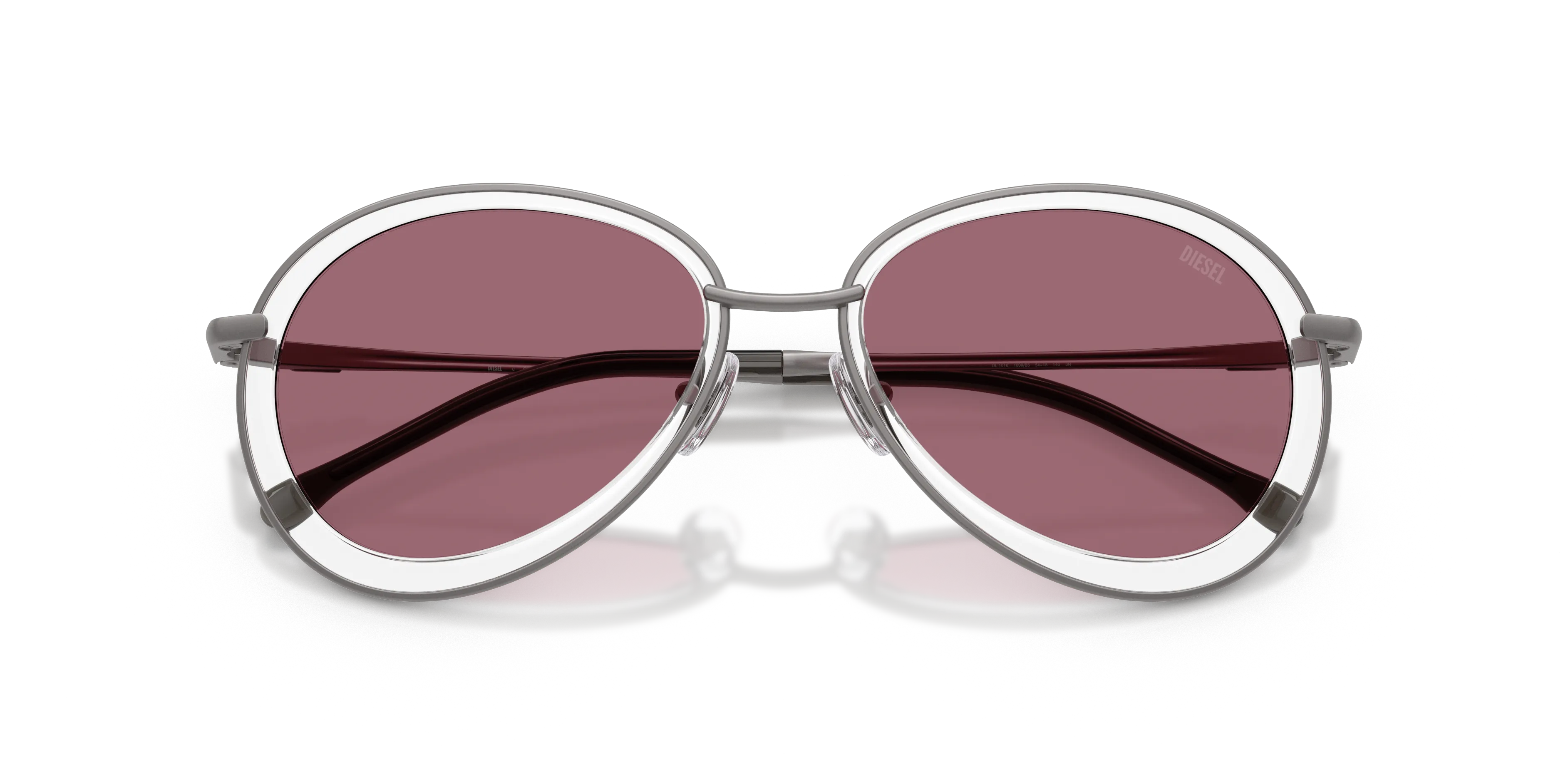 DIESEL DL1016 1009B5 Occhiali da sole Metallo Grigio Rosso Rotonda Specchiate - immagine 2