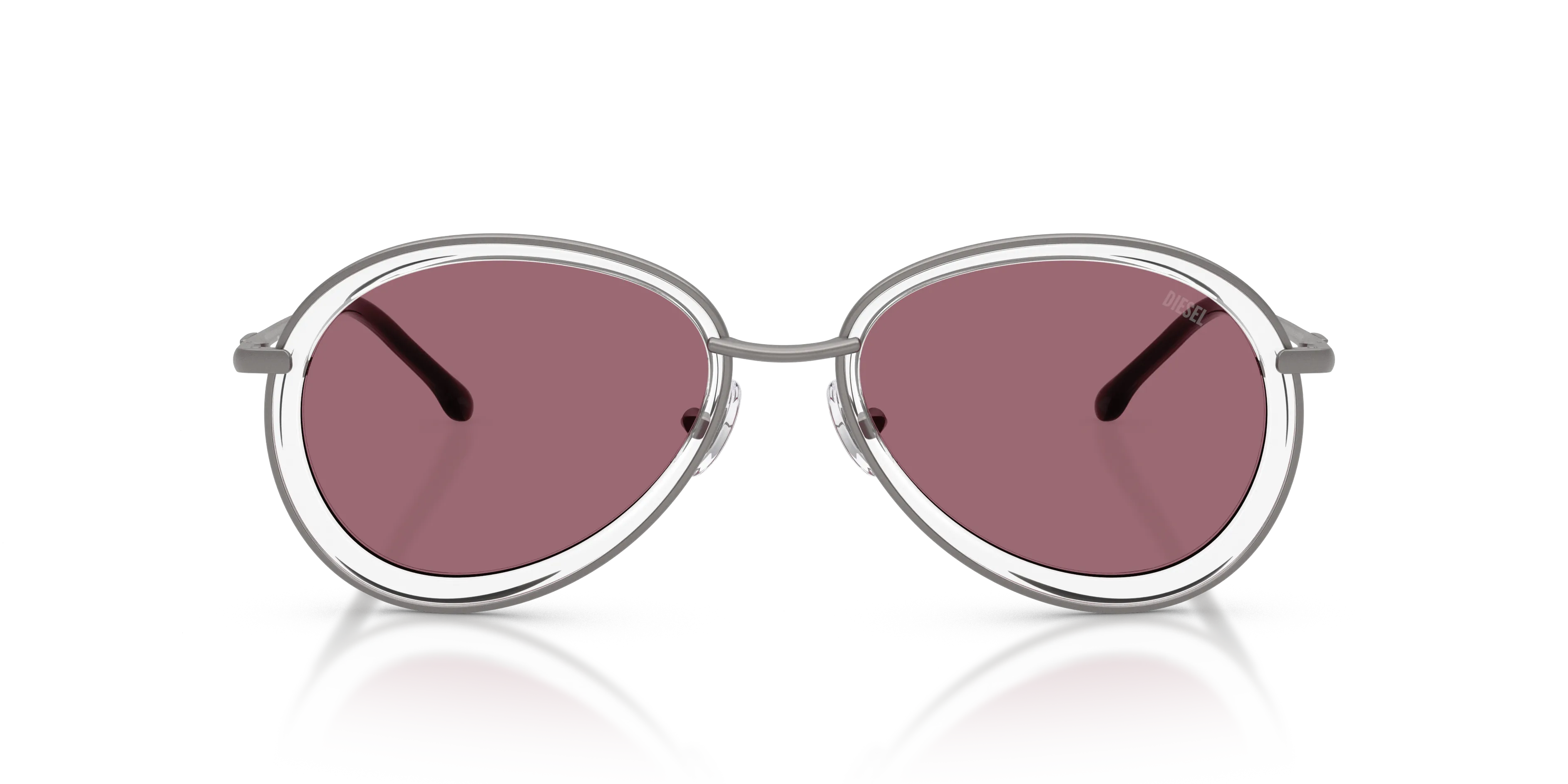 DIESEL DL1016 1009B5 Occhiali da sole Metallo Grigio Rosso Rotonda Specchiate - immagine 3