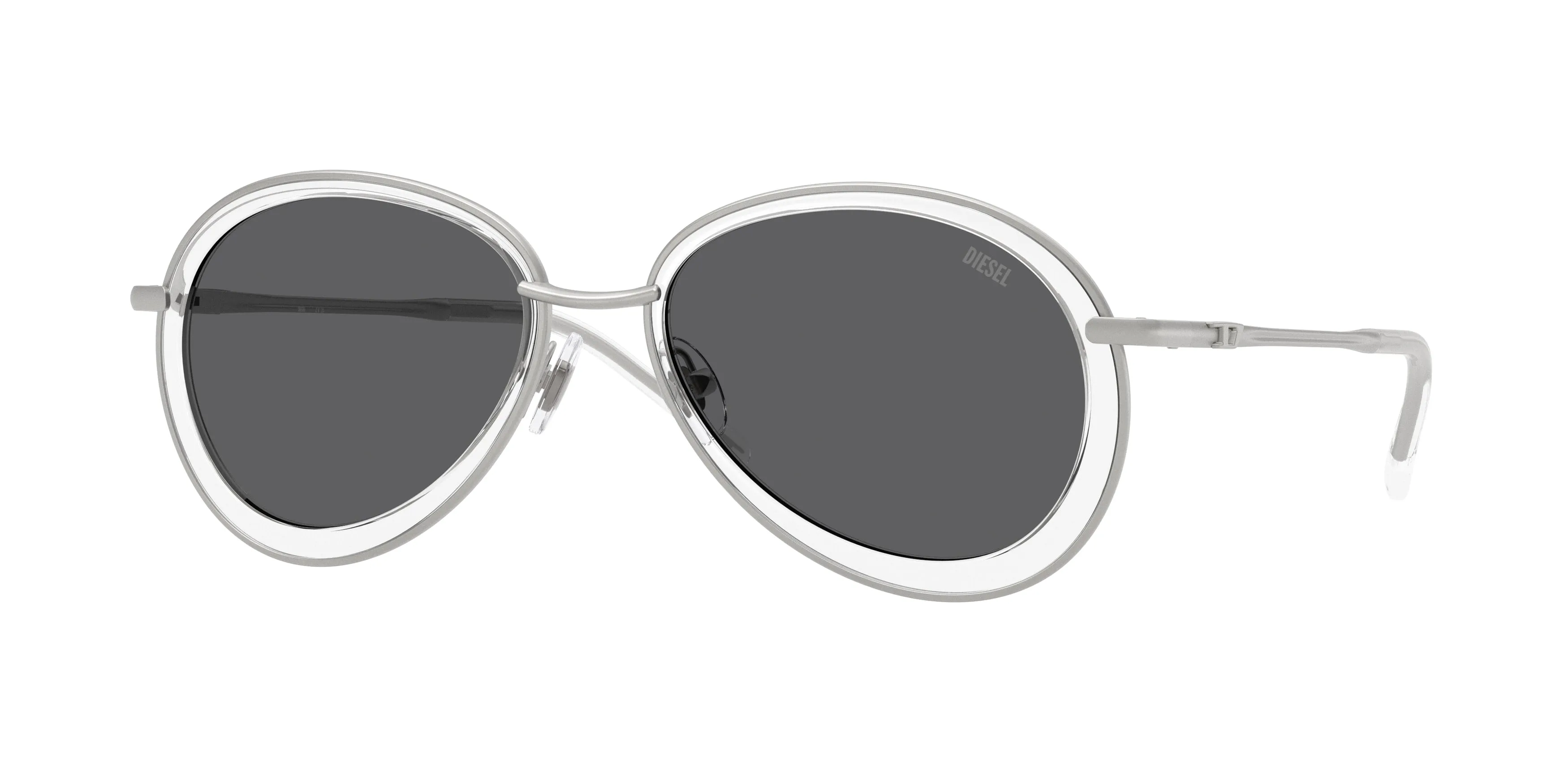 DIESEL DL1016 100787 Occhiali da sole Metallo Argento Grigio Rotonda Normale - immagine 1