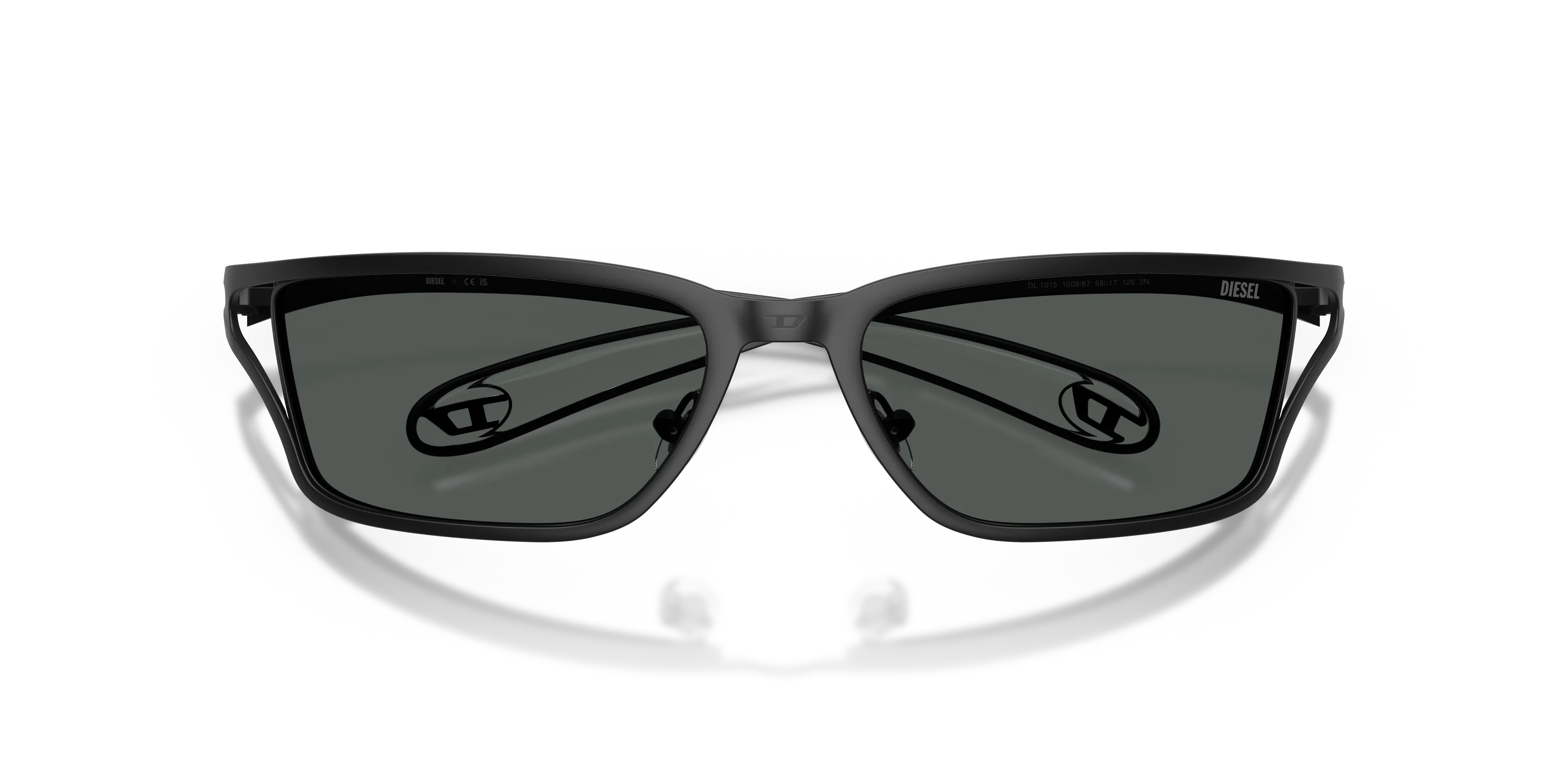 DIESEL DL1015 100887 Occhiali da sole Metallo Nero Grigio Squadrata Normale - immagine 2