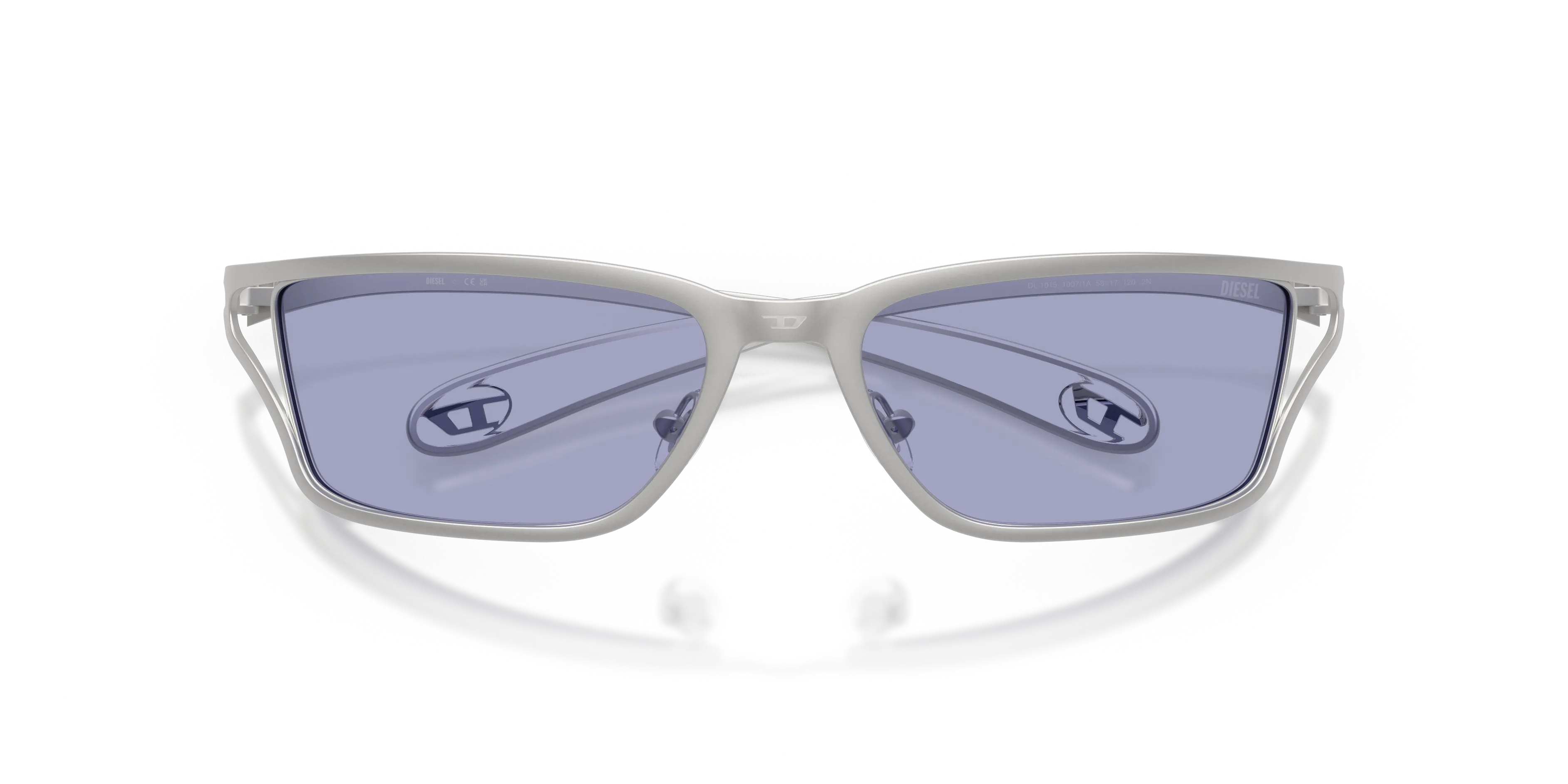 DIESEL DL1015 10071A Occhiali da sole Metallo Argento Viola Squadrata Normale - immagine 2