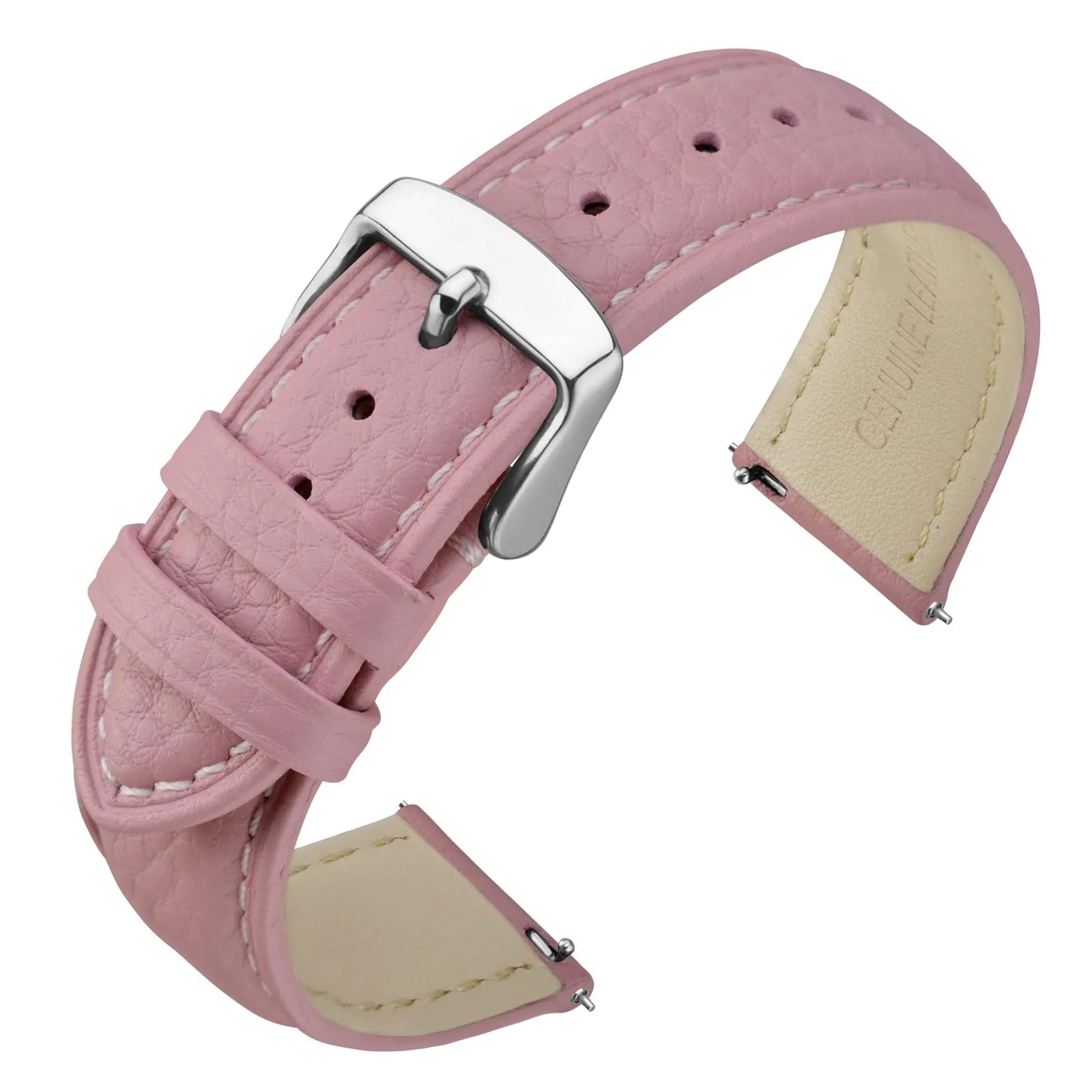 ANNEFIT Cinturino 18mm, Cinturini di Ricambio per Uomo e Donna, Imbottito Testurizzato Pelle a Sgancio Rapido (Rosa) - immagine 1