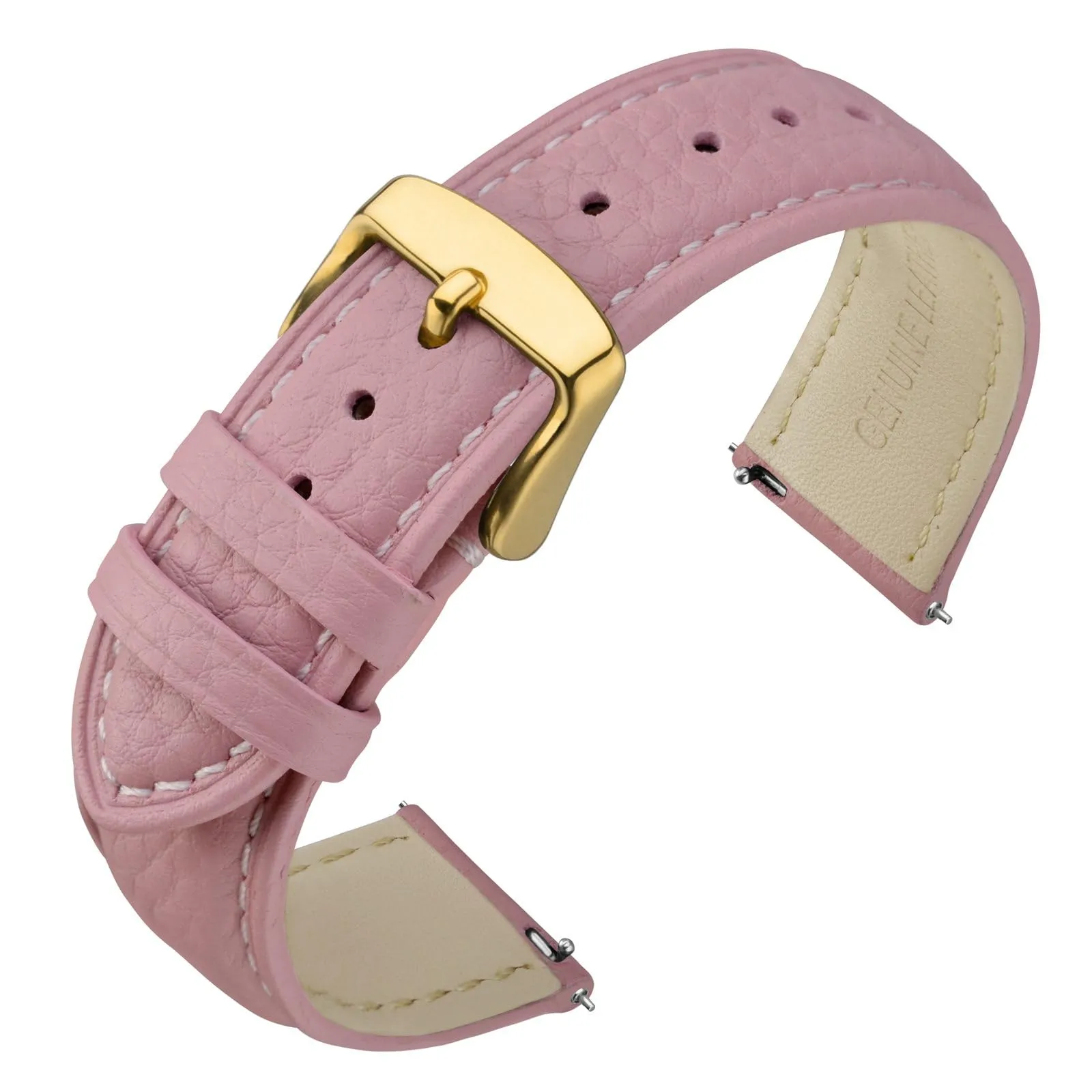 ANNEFIT Cinturino 20mm, Cinturini di Ricambio per Uomo e Donna con Fibbia Oro, Imbottito Testurizzato Pelle a Sgancio Rapido (Rosa) - immagine 1