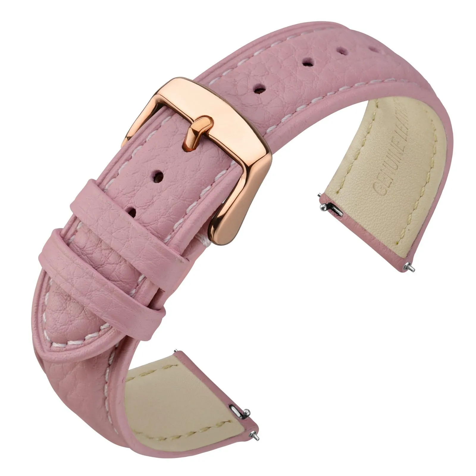 ANNEFIT Cinturino 20mm, Cinturini di Ricambio per Uomo e Donna con Fibbia Oro Rosa, Imbottito Testurizzato Pelle a Sgancio Rapido (Rosa) - immagine 1