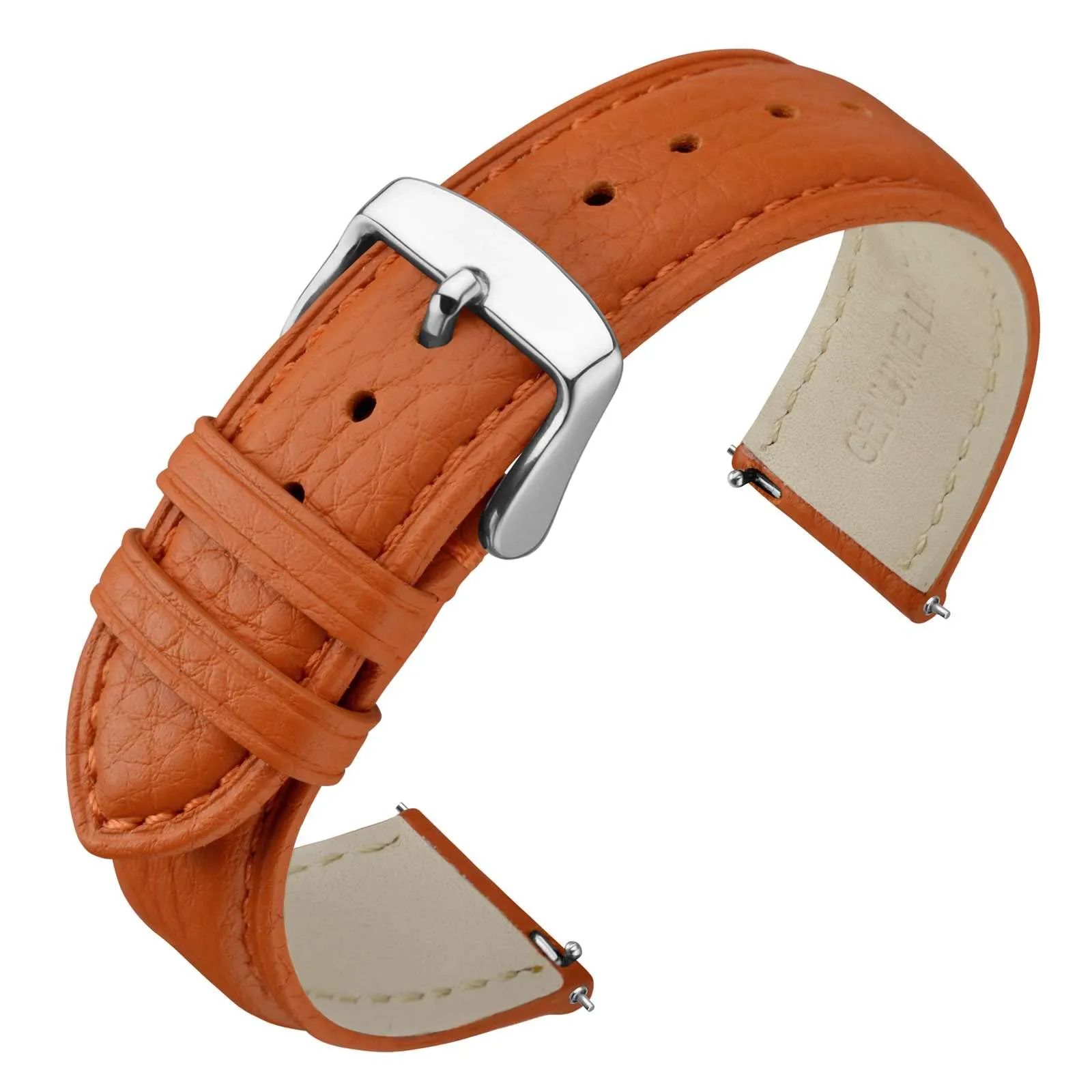 ANNEFIT Cinturino 22mm, Cinturini di Ricambio per Uomo e Donna, Imbottito Testurizzato Pelle a Sgancio Rapido (Arancio) - immagine 1