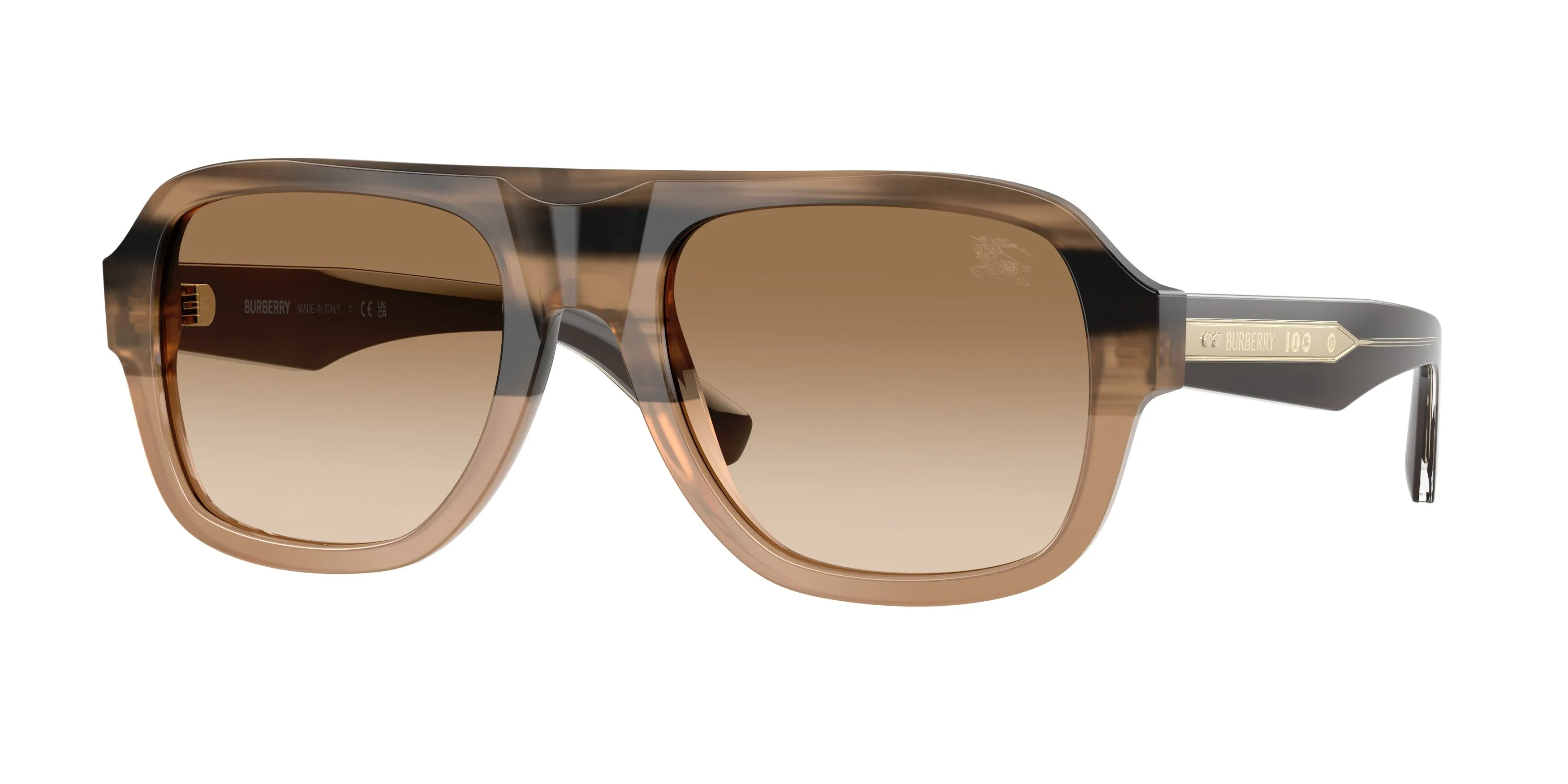 Burberry BE4478 420789 Occhiali da sole Acetato Beige Marrone Pilot Normale Sfumato - immagine 1