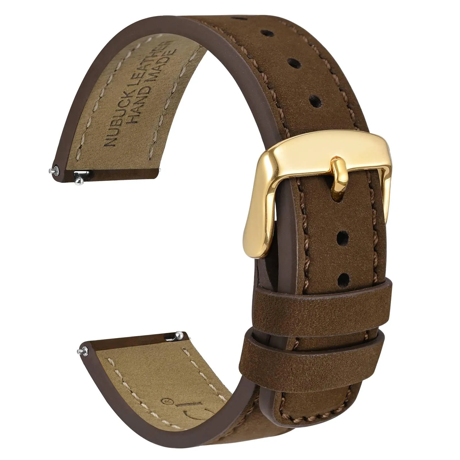 WOCCI 18mm Retrò Cinturino in Pelle per Uomo e Donna, Cinturino a Sgancio Rapido con Fibbia Dorata (Marrone Scuro) - immagine 1