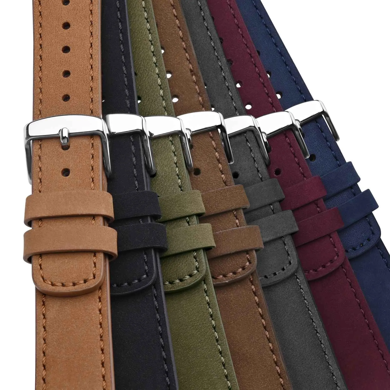 WOCCI 20mm Retrò Cinturino in Pelle per Uomo e Donna, Cinturino a Sgancio Rapido con Fibbia Argento (Marrone Chiaro) - immagine 9