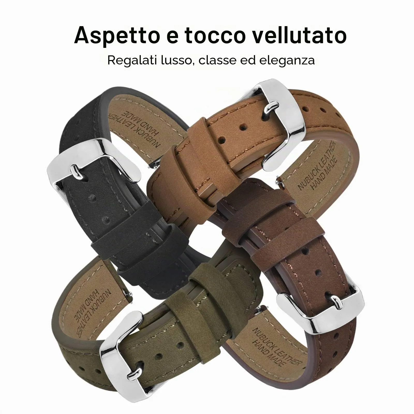 WOCCI 18mm Retrò Cinturino in Pelle per Uomo e Donna, Cinturino a Sgancio Rapido con Fibbia Argento (Nero) - immagine 8