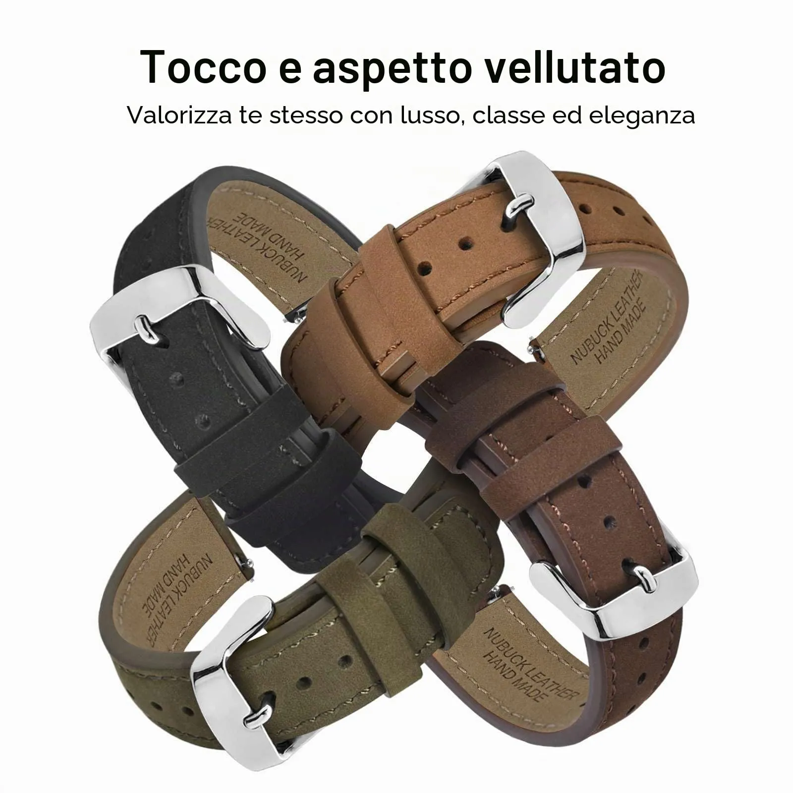 WOCCI 18mm Retrò Cinturino in Pelle per Uomo e Donna, Cinturino a Sgancio Rapido con Fibbia Argento (Marrone Chiaro) - immagine 8