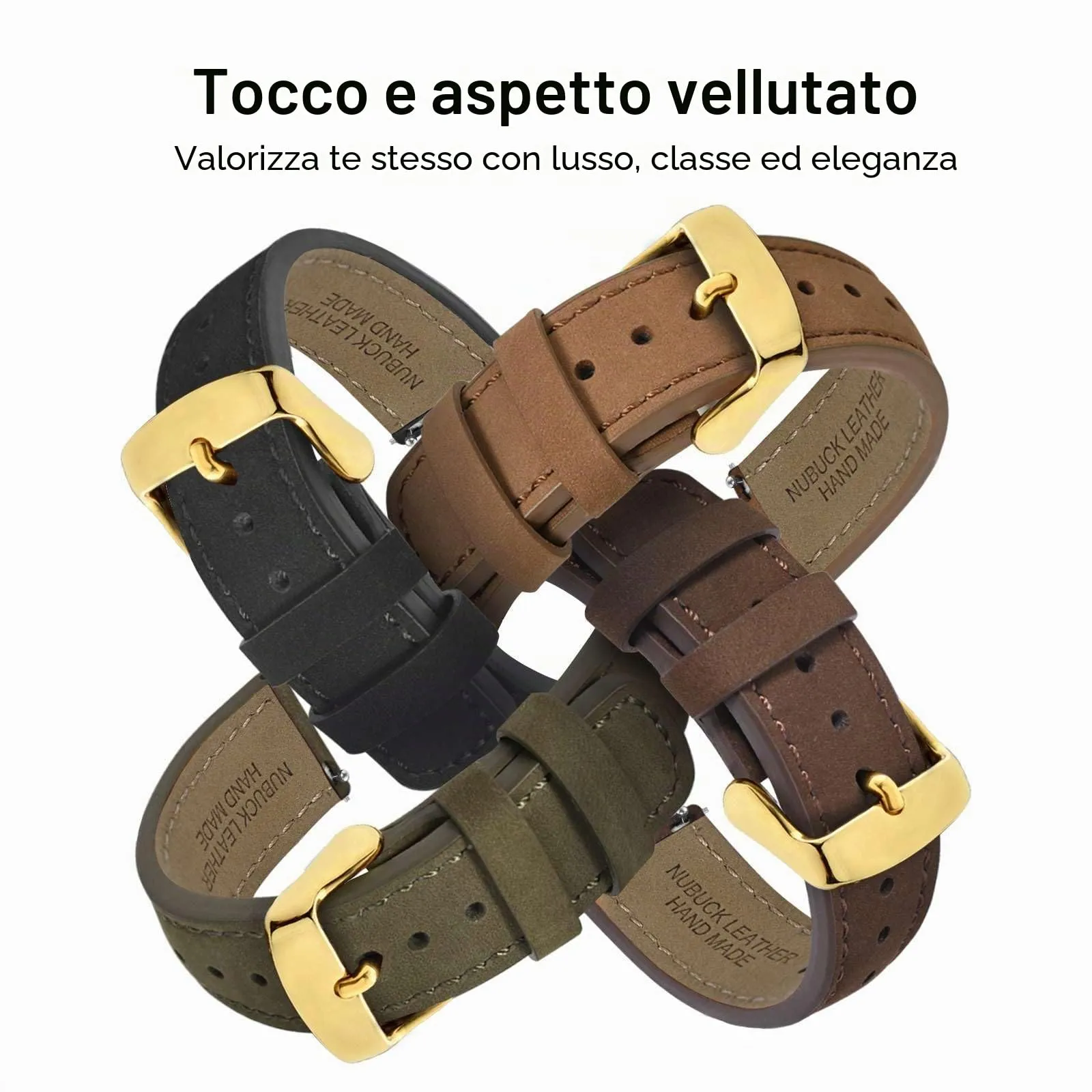 WOCCI 22mm Retrò Cinturino in Pelle per Uomo e Donna, Cinturino a Sgancio Rapido con Fibbia Dorata (Marrone Chiaro) - immagine 8