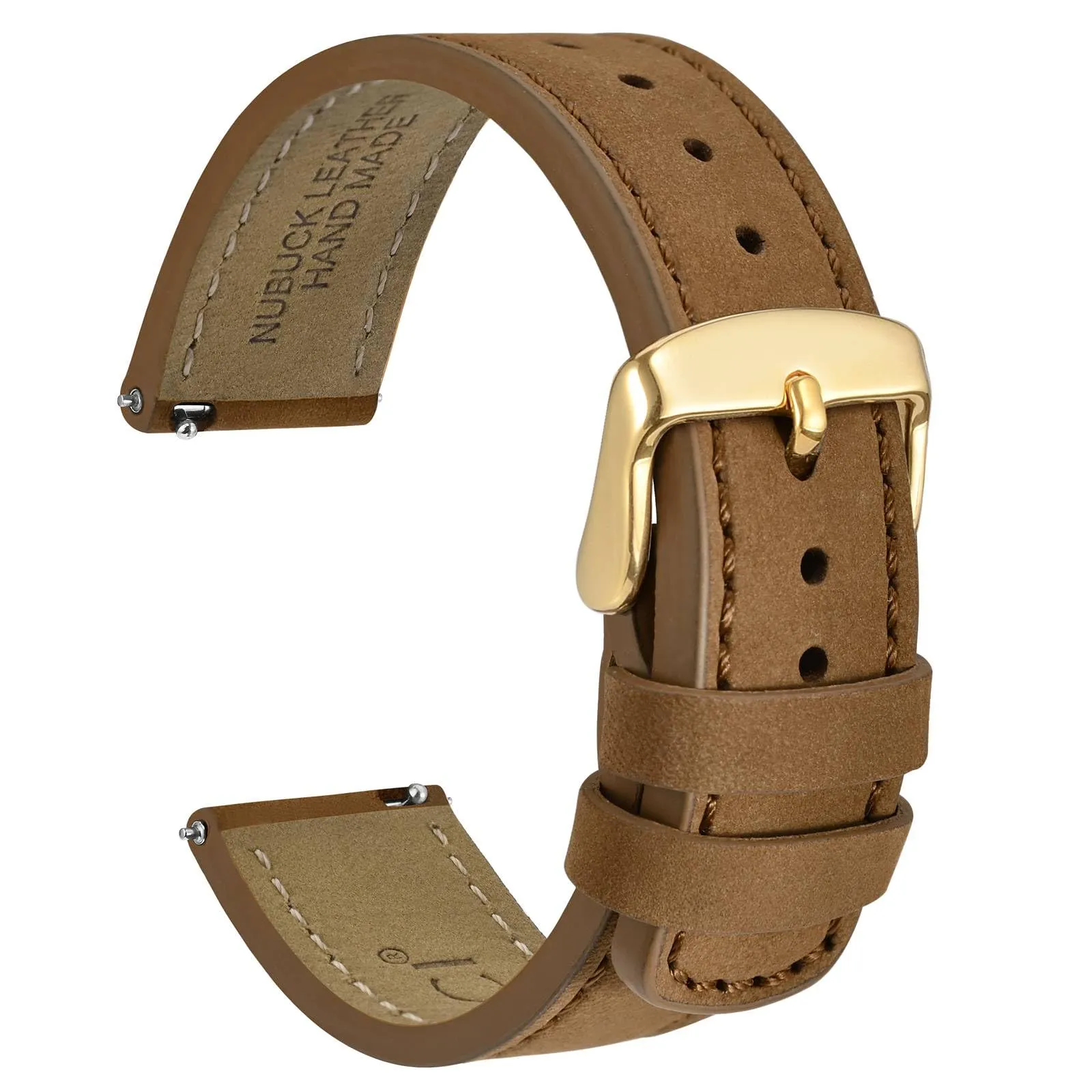 WOCCI 18mm Retrò Cinturino in Pelle per Uomo e Donna, Cinturino a Sgancio Rapido con Fibbia Dorata (Marrone Chiaro) - immagine 1