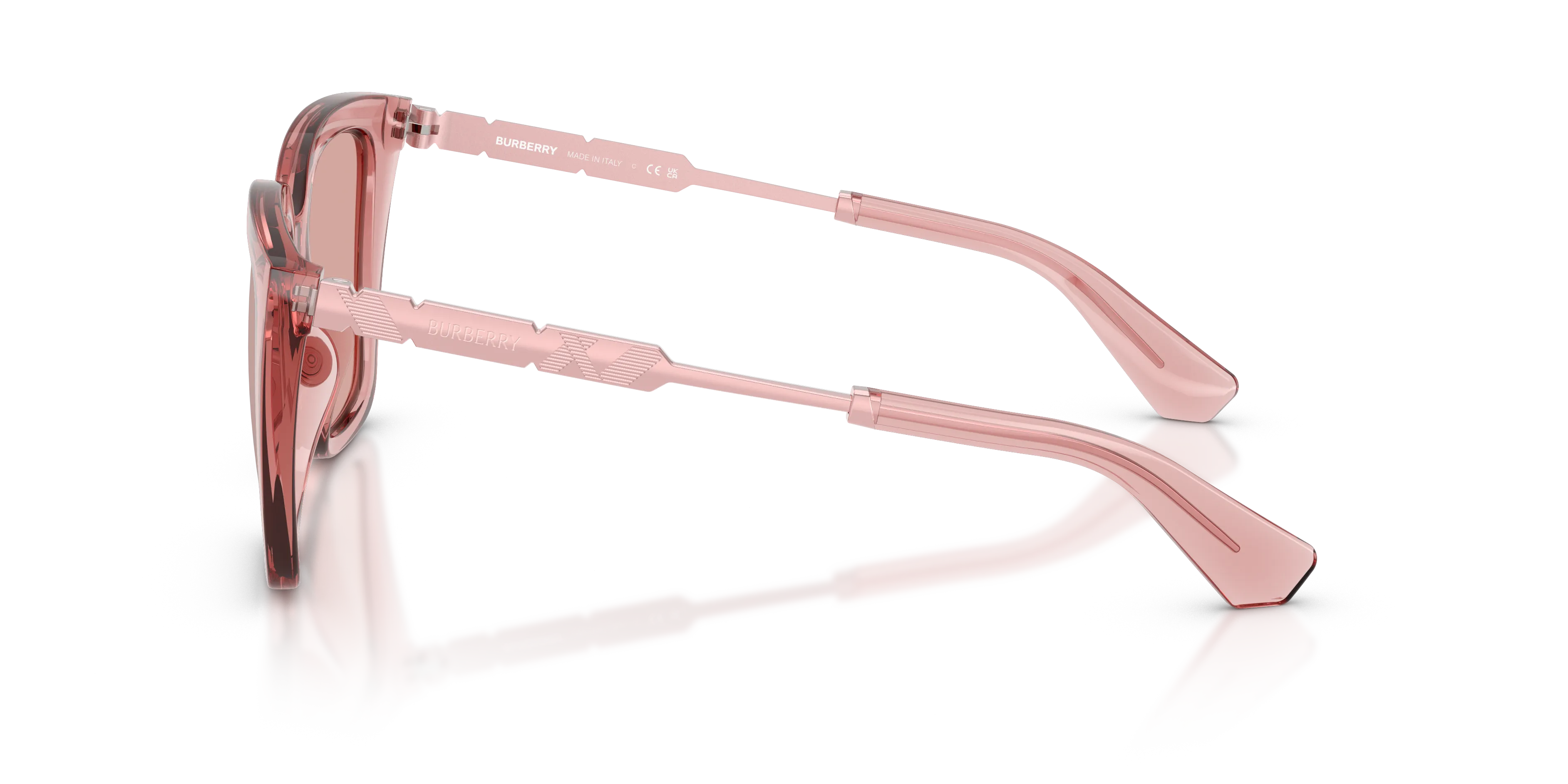 Burberry BE4473U 41969L Occhiali da sole Iniettato Rosa Viola Squadrata Normale Specchiato - immagine 4