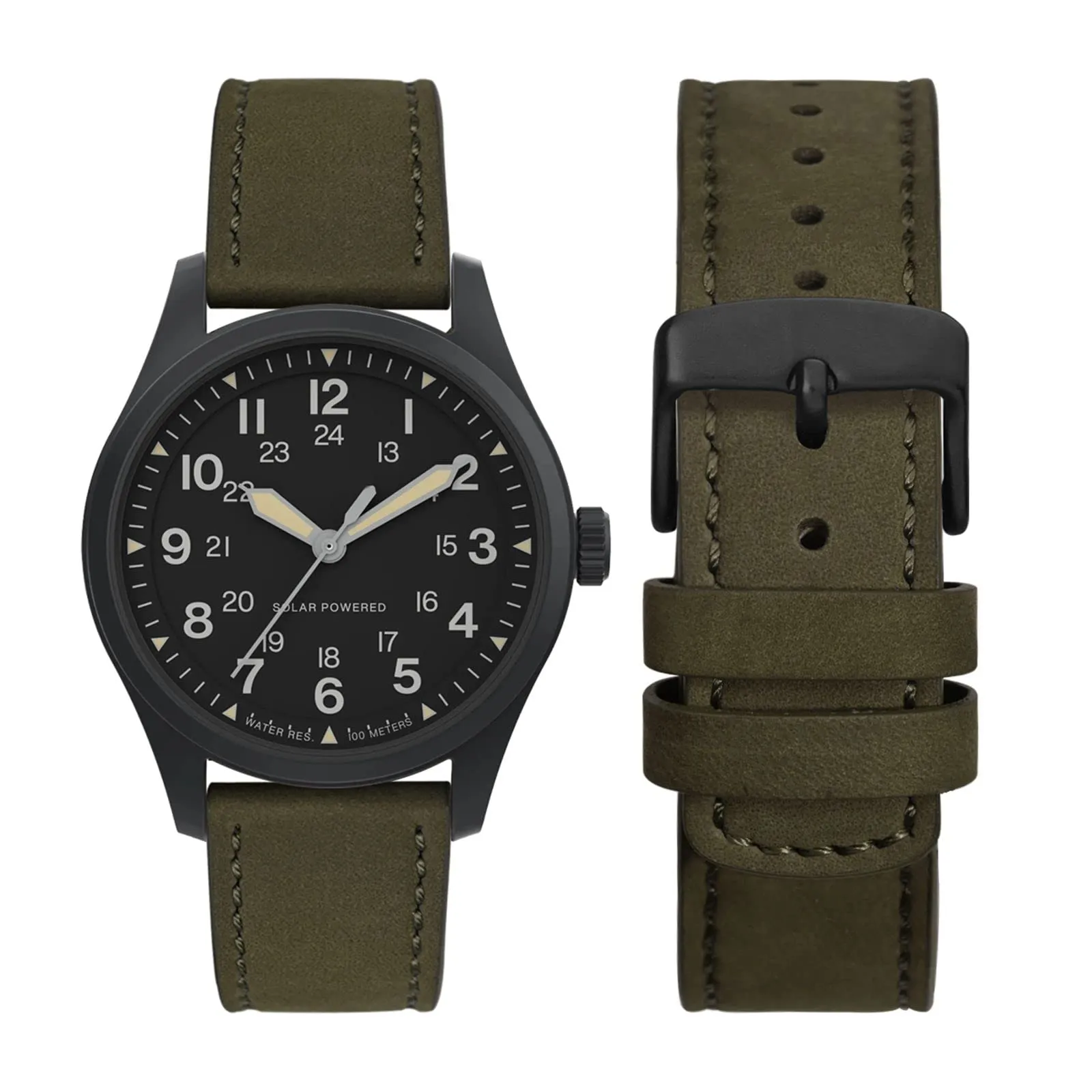 WOCCI 20mm Retrò Cinturino in Pelle per Uomo e Donna, Cinturino a Sgancio Rapido con Fibbia Nera (Verde Militare) - immagine 5