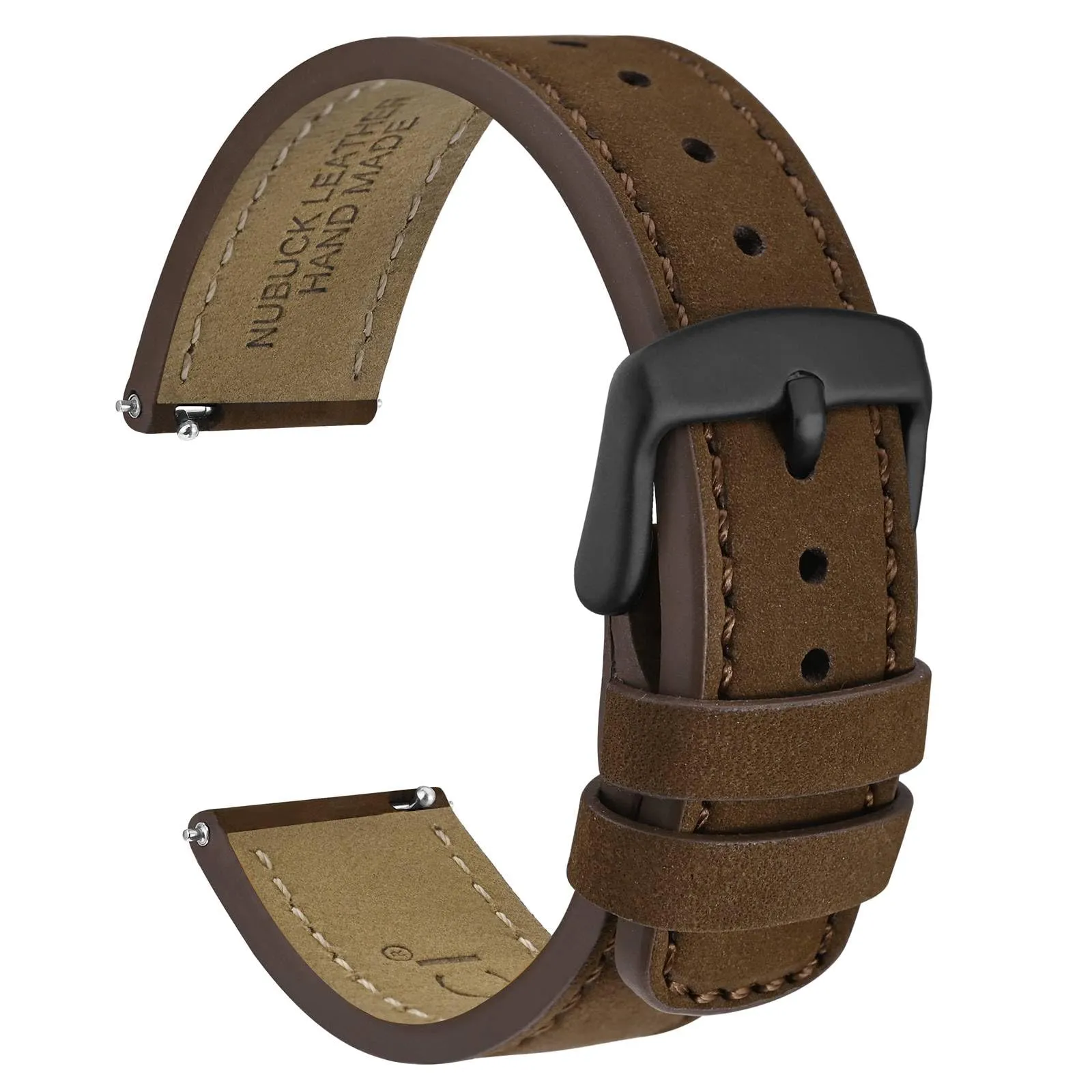 WOCCI 20mm Retrò Cinturino in Pelle per Uomo e Donna, Cinturino a Sgancio Rapido con Fibbia Nera (Marrone Scuro) - immagine 1