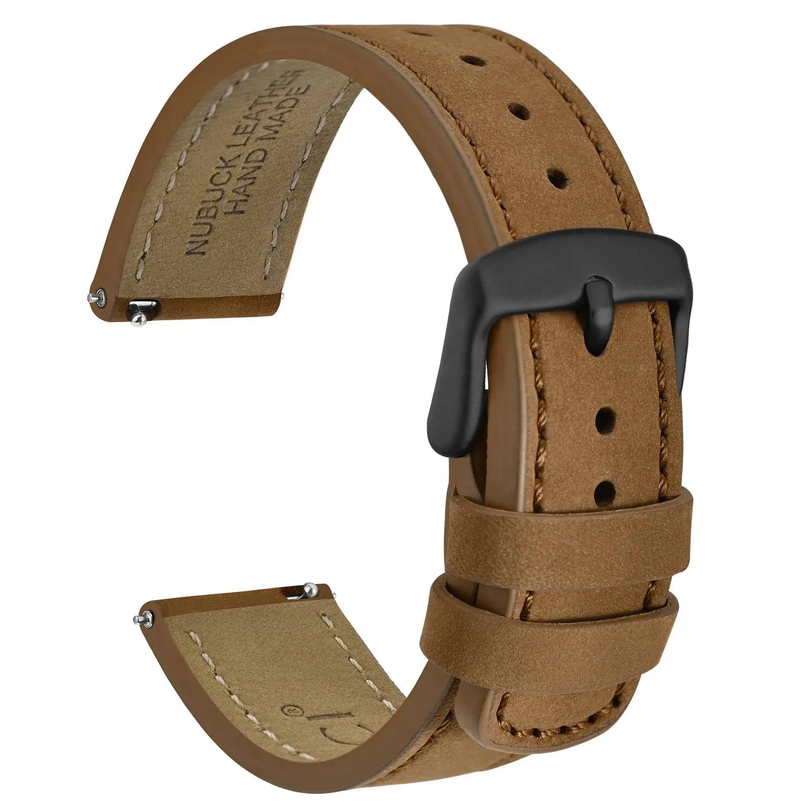 WOCCI 22mm Retrò Cinturino in Pelle per Uomo e Donna, Cinturino a Sgancio Rapido con Fibbia Nera (Marrone Chiaro) - immagine 1