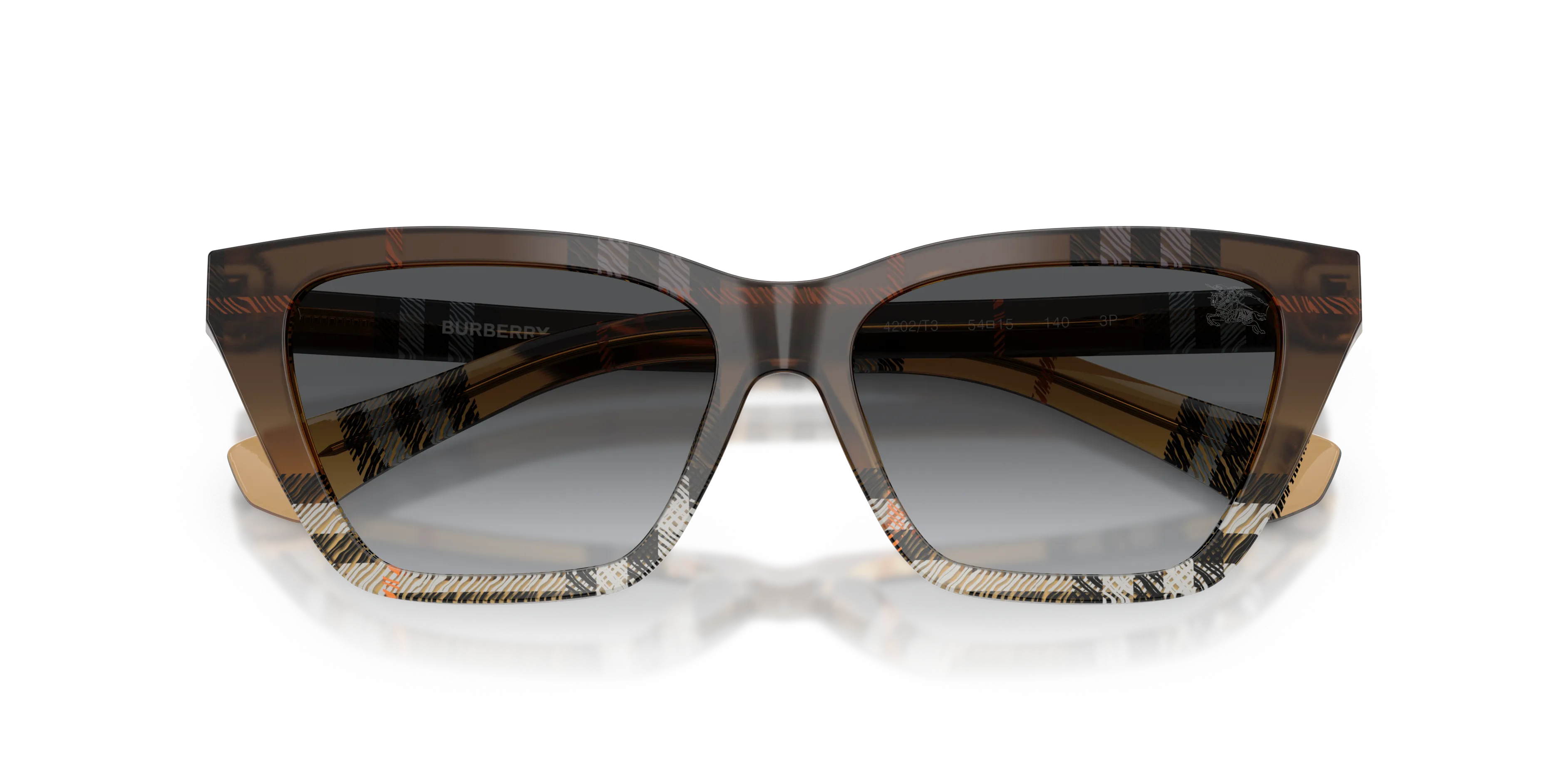 Burberry BE4468 4202T3 Occhiali da sole Acetato Marrone Grigio Cat Eye Polarizzata Sfumato - immagine 2