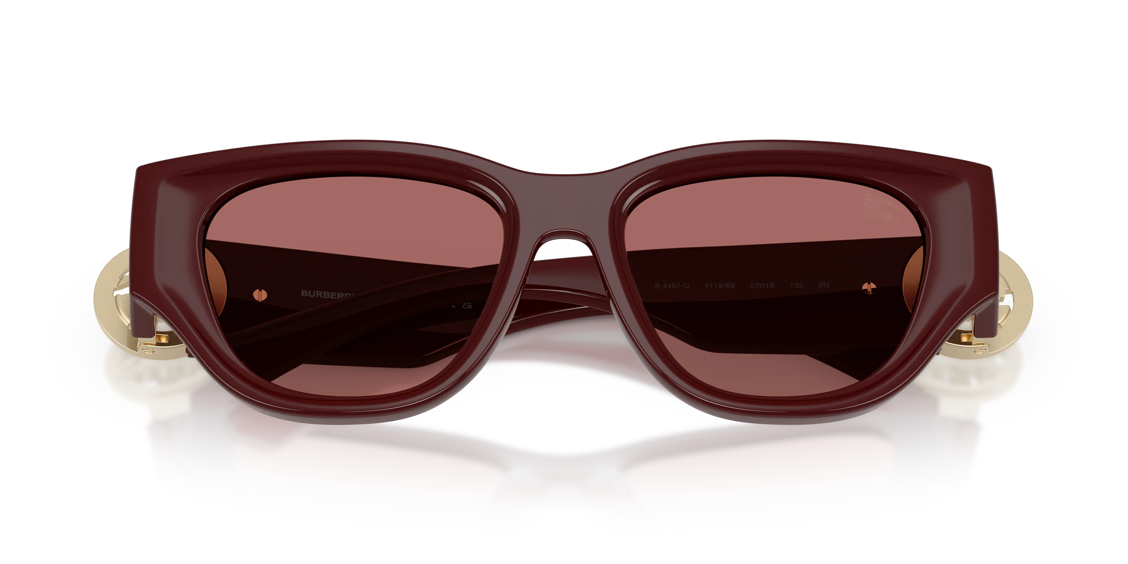 Burberry BE4467U 411969 Occhiali da sole Iniettato Rosso Viola Cat Eye Normale - immagine 2