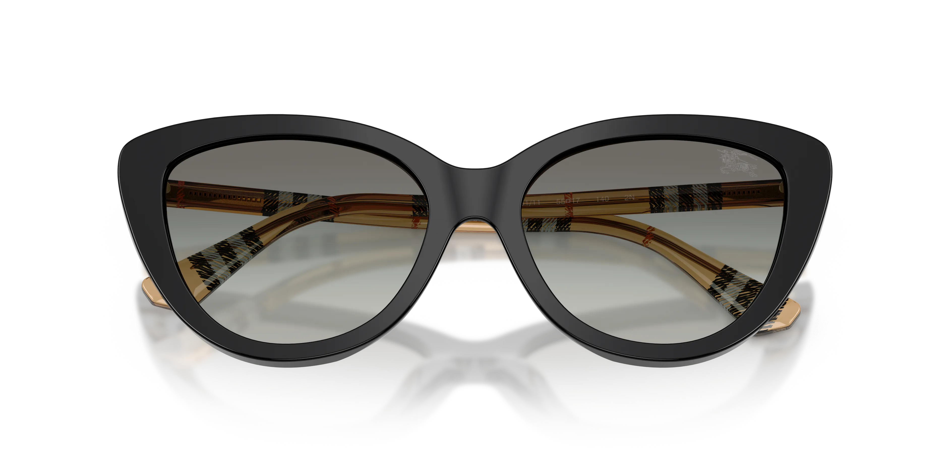 Burberry BE4457 416111 Occhiali da sole Acetato Nero Grigio Cat Eye Normale Sfumato - immagine 2