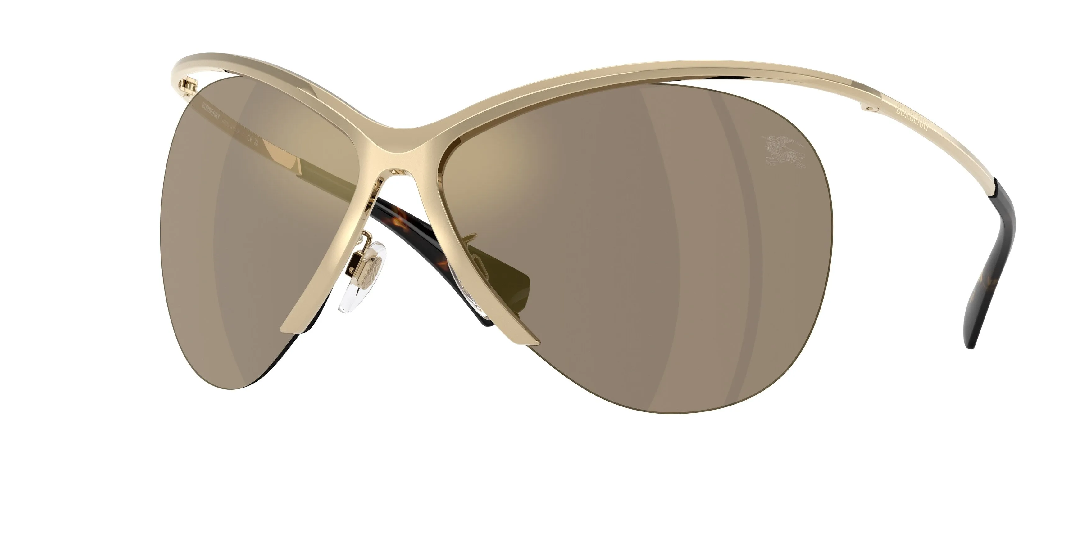 Burberry BE3168 11095A Occhiali da sole Metallo Oro Marrone Cat Eye Specchiate - immagine 1