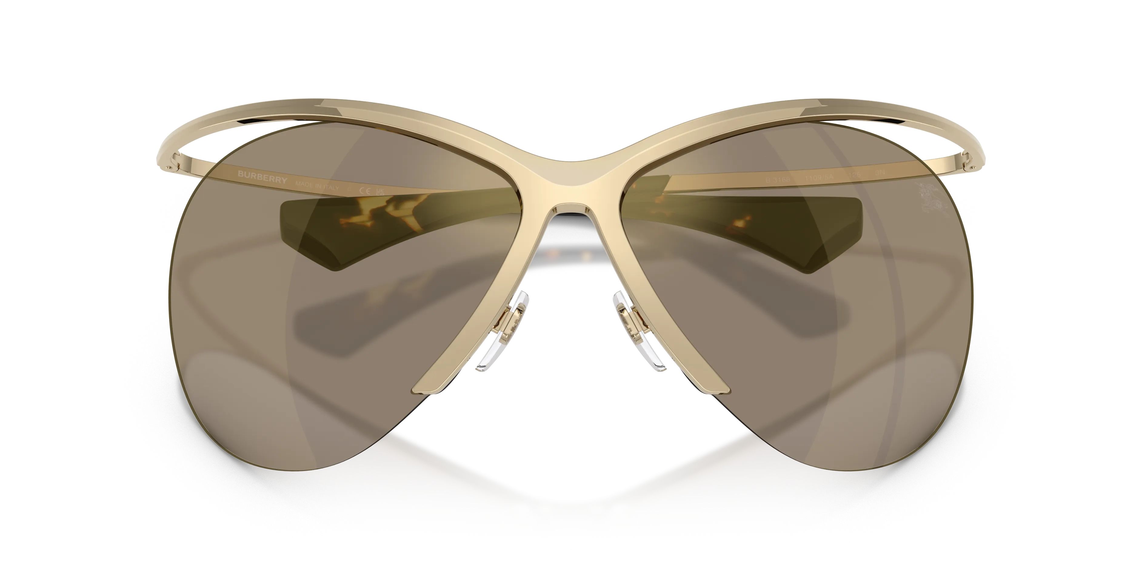 Burberry BE3168 11095A Occhiali da sole Metallo Oro Marrone Cat Eye Specchiate - immagine 2