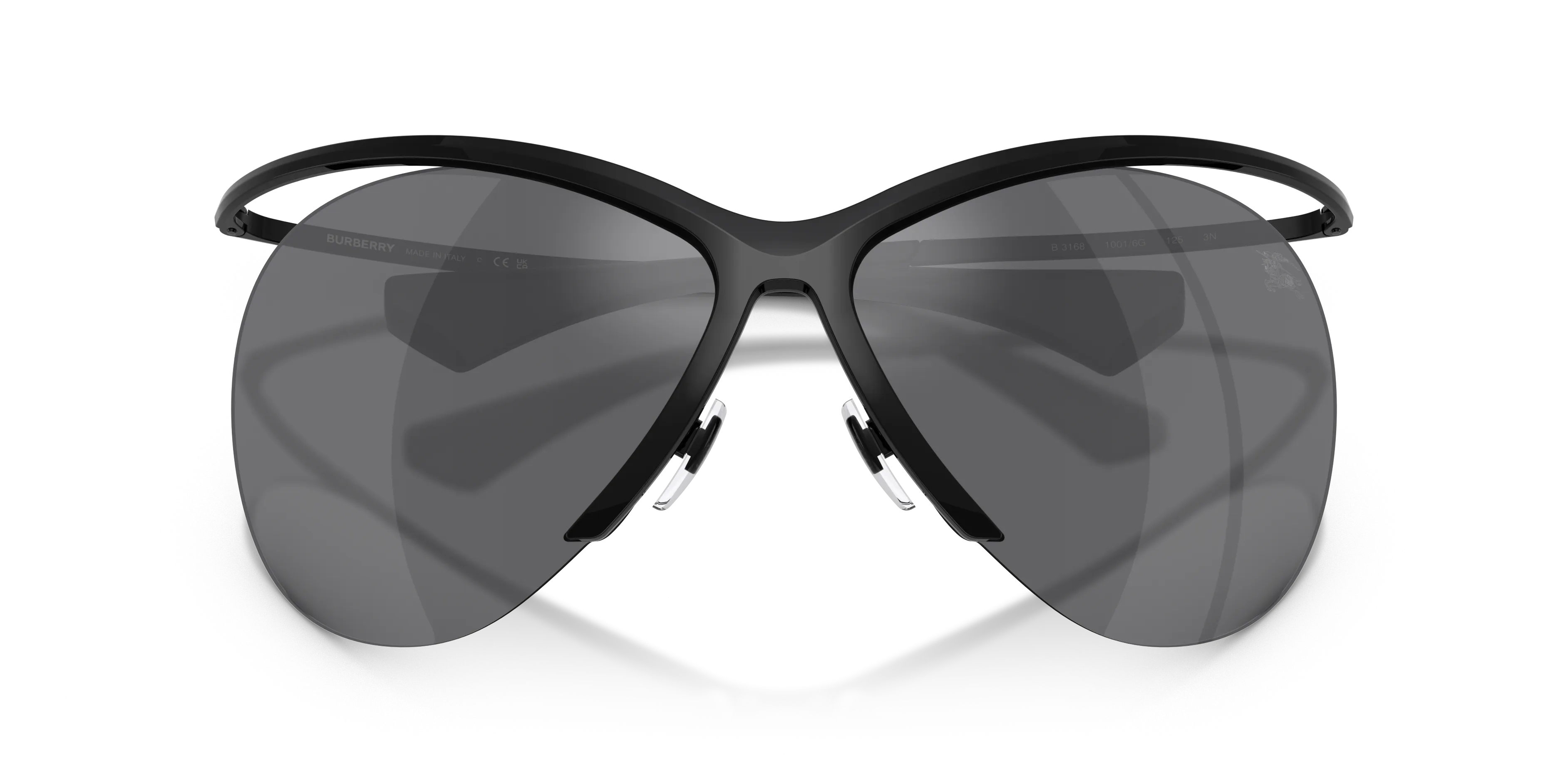 Burberry BE3168 10016G Occhiali da sole Metallo Nero Grigio Cat Eye Specchiate - immagine 2