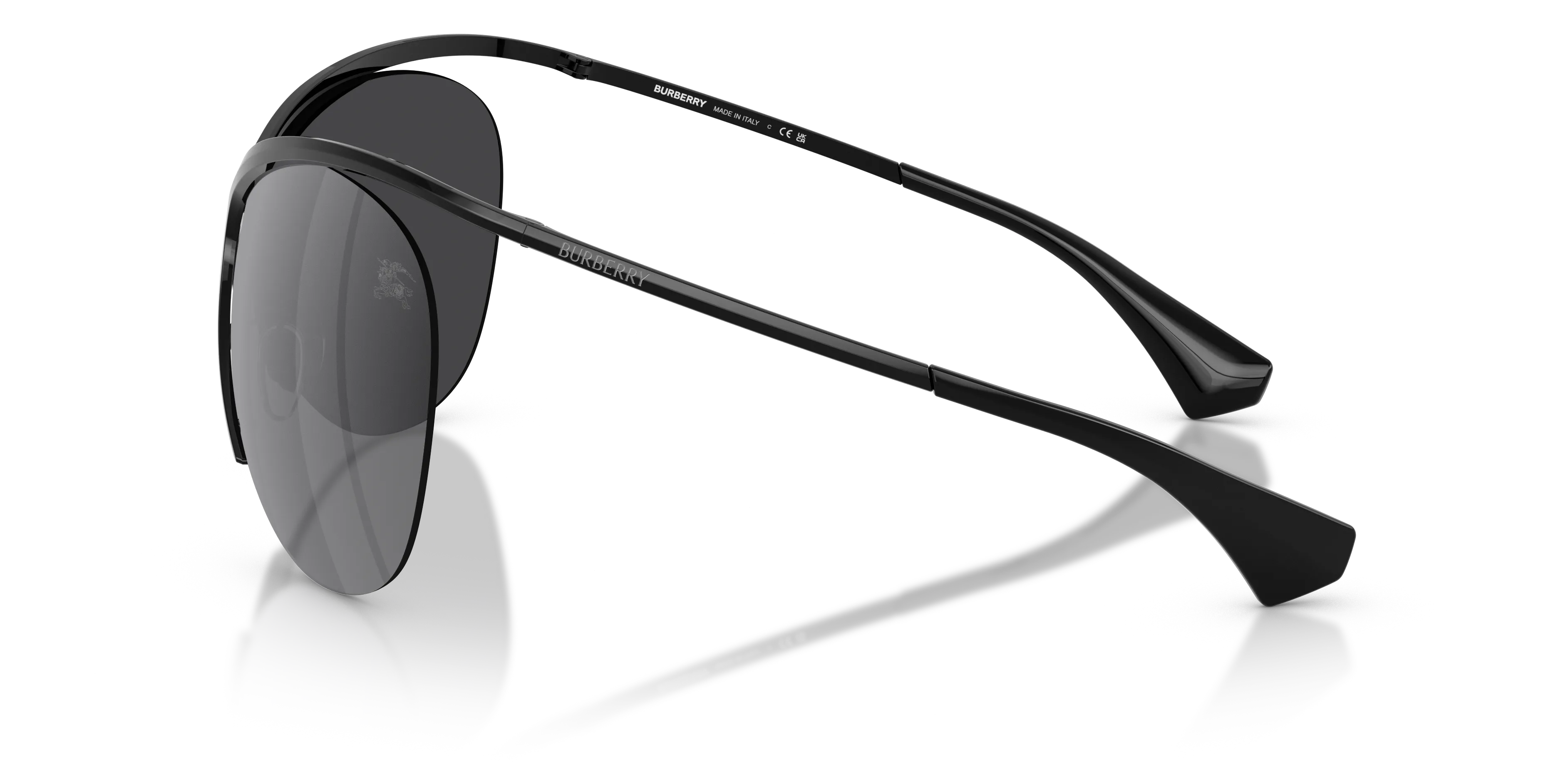 Burberry BE3168 10016G Occhiali da sole Metallo Nero Grigio Cat Eye Specchiate - immagine 4