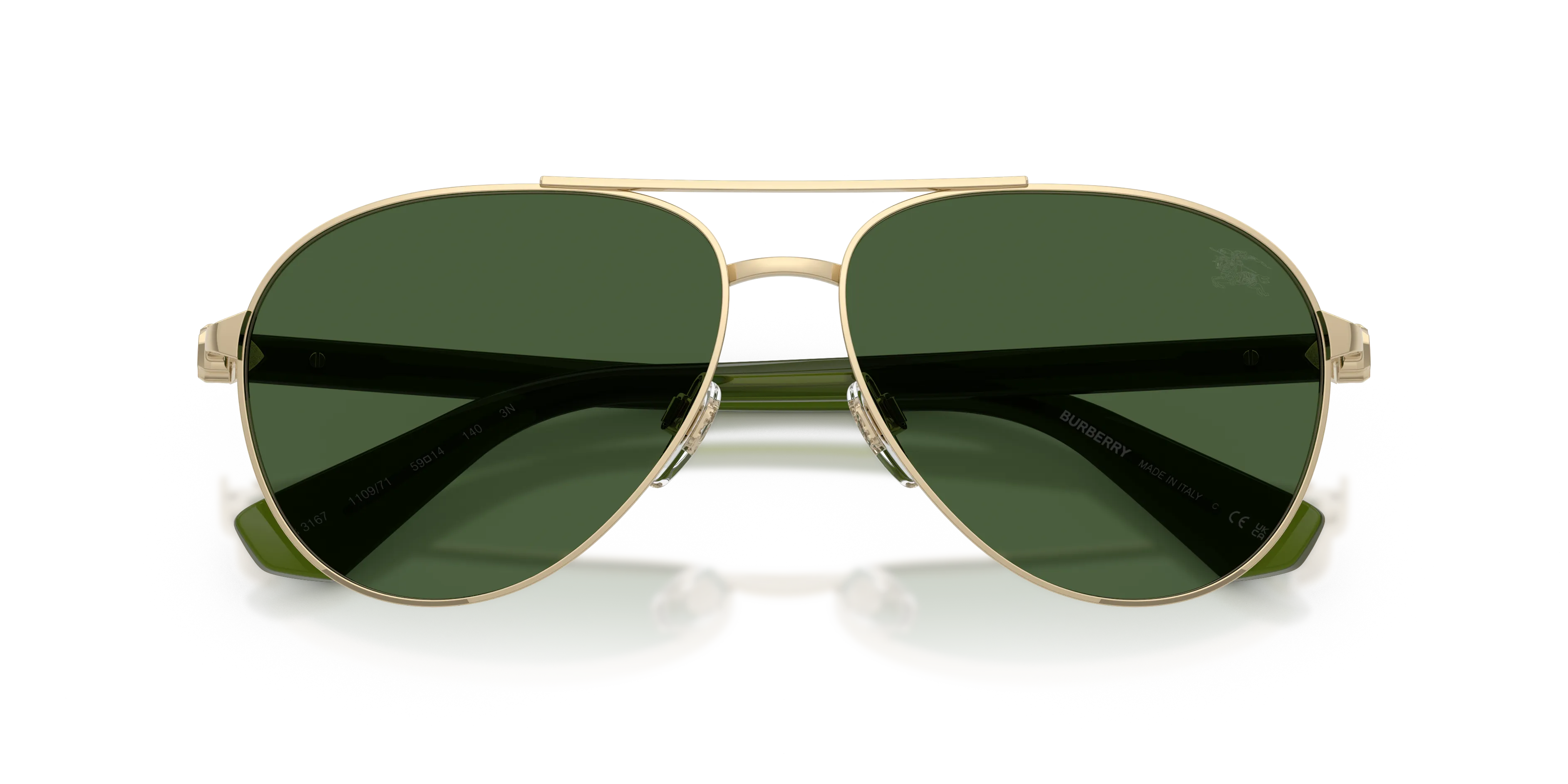 Burberry BE3167 110971 Occhiali da sole Metallo Oro Verde Pilot Normale - immagine 2