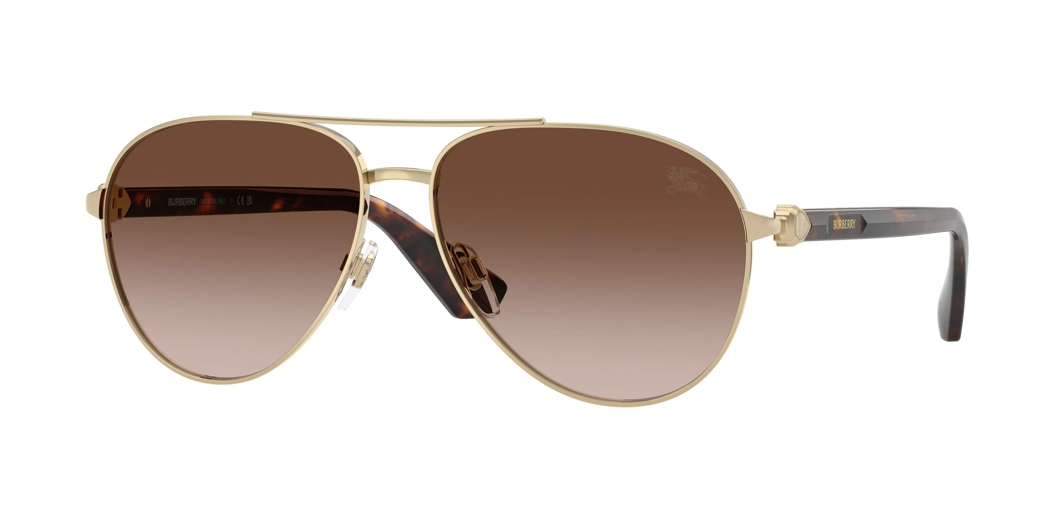 Burberry BE3167 110913 Occhiali da sole Metallo Oro Marrone Pilot Normale Sfumato - immagine 1
