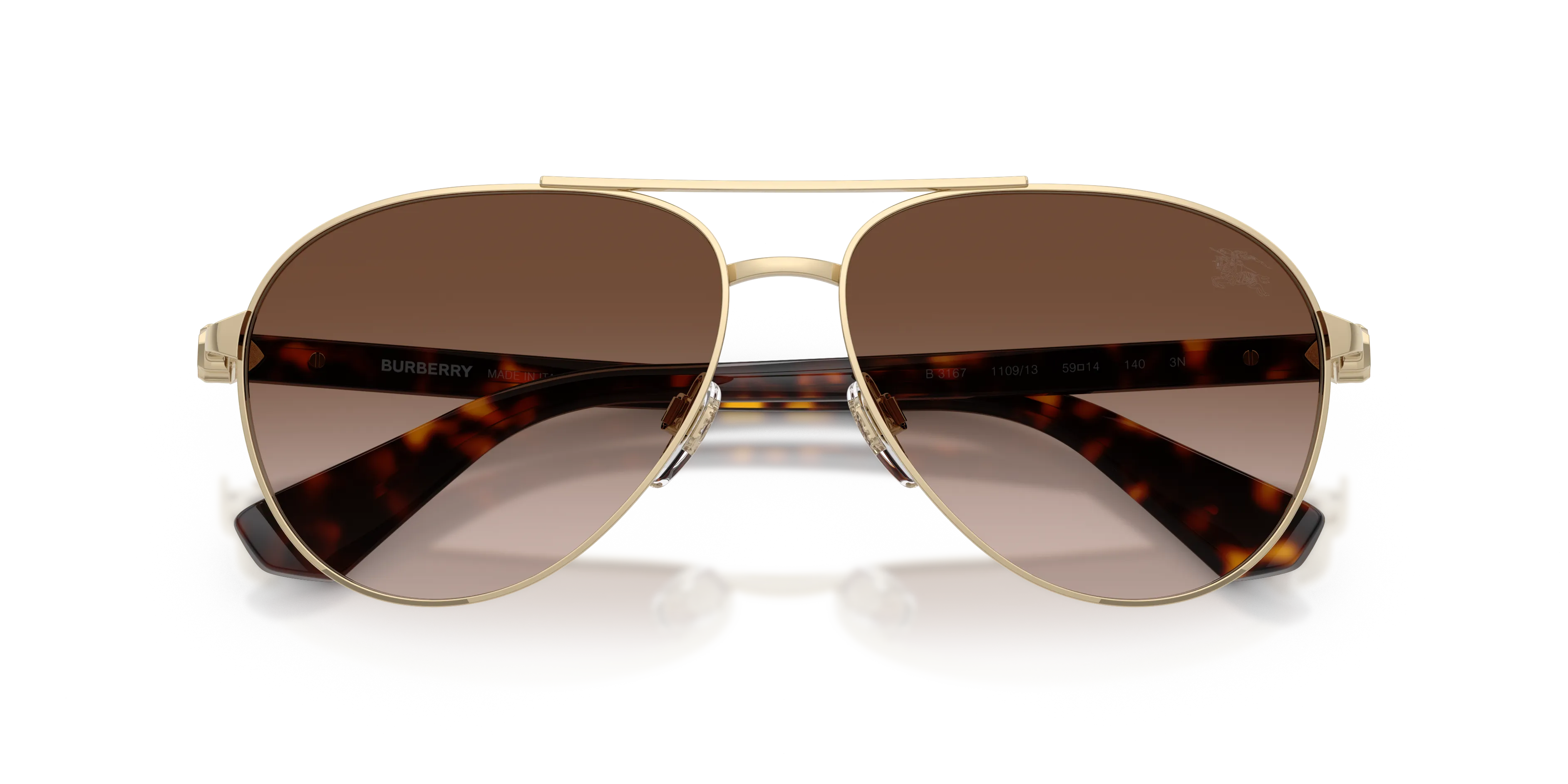 Burberry BE3167 110913 Occhiali da sole Metallo Oro Marrone Pilot Normale Sfumato - immagine 2