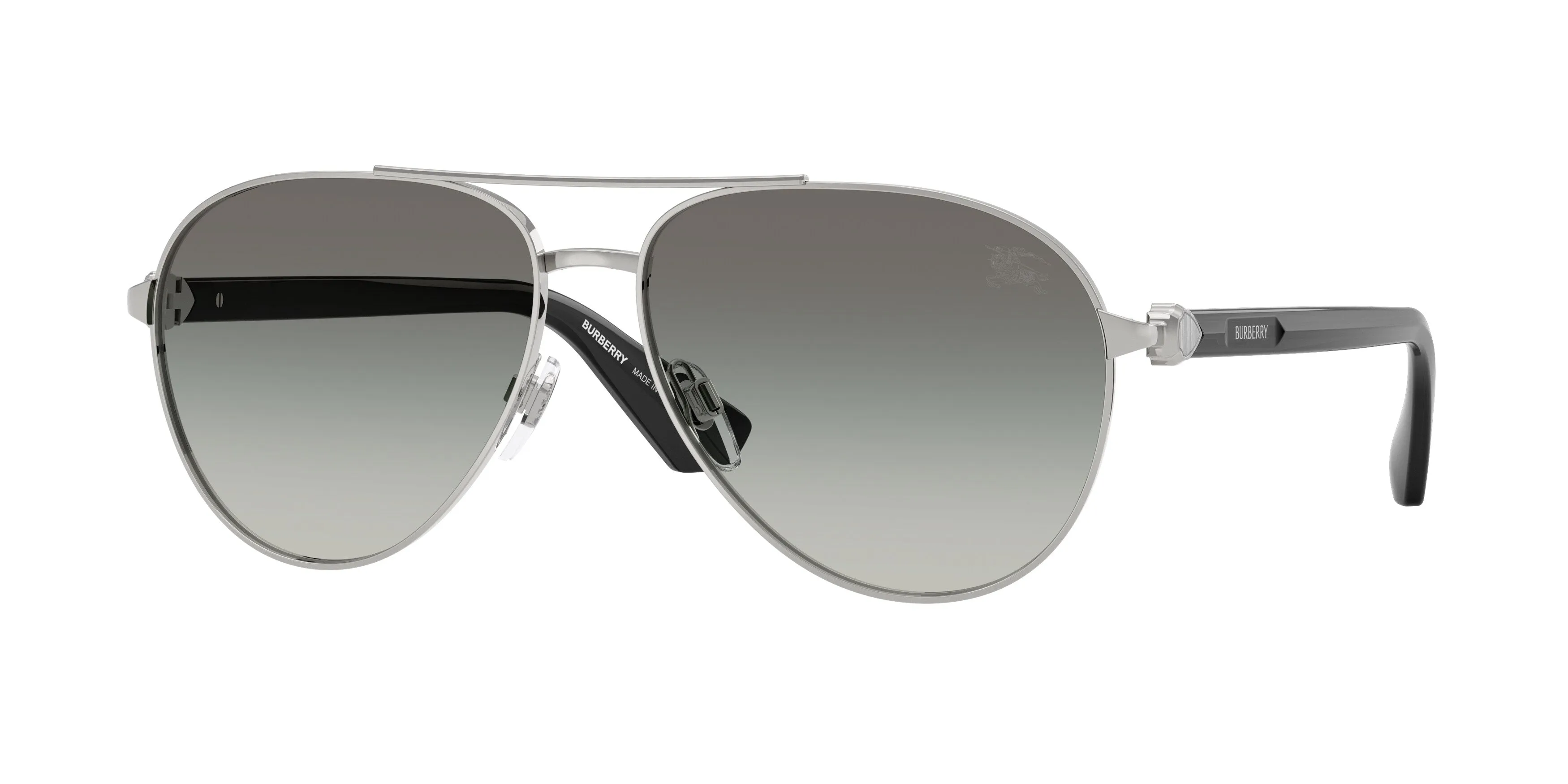 Burberry BE3167 100511 Occhiali da sole Metallo Argento Grigio Pilot Normale Sfumato - immagine 1