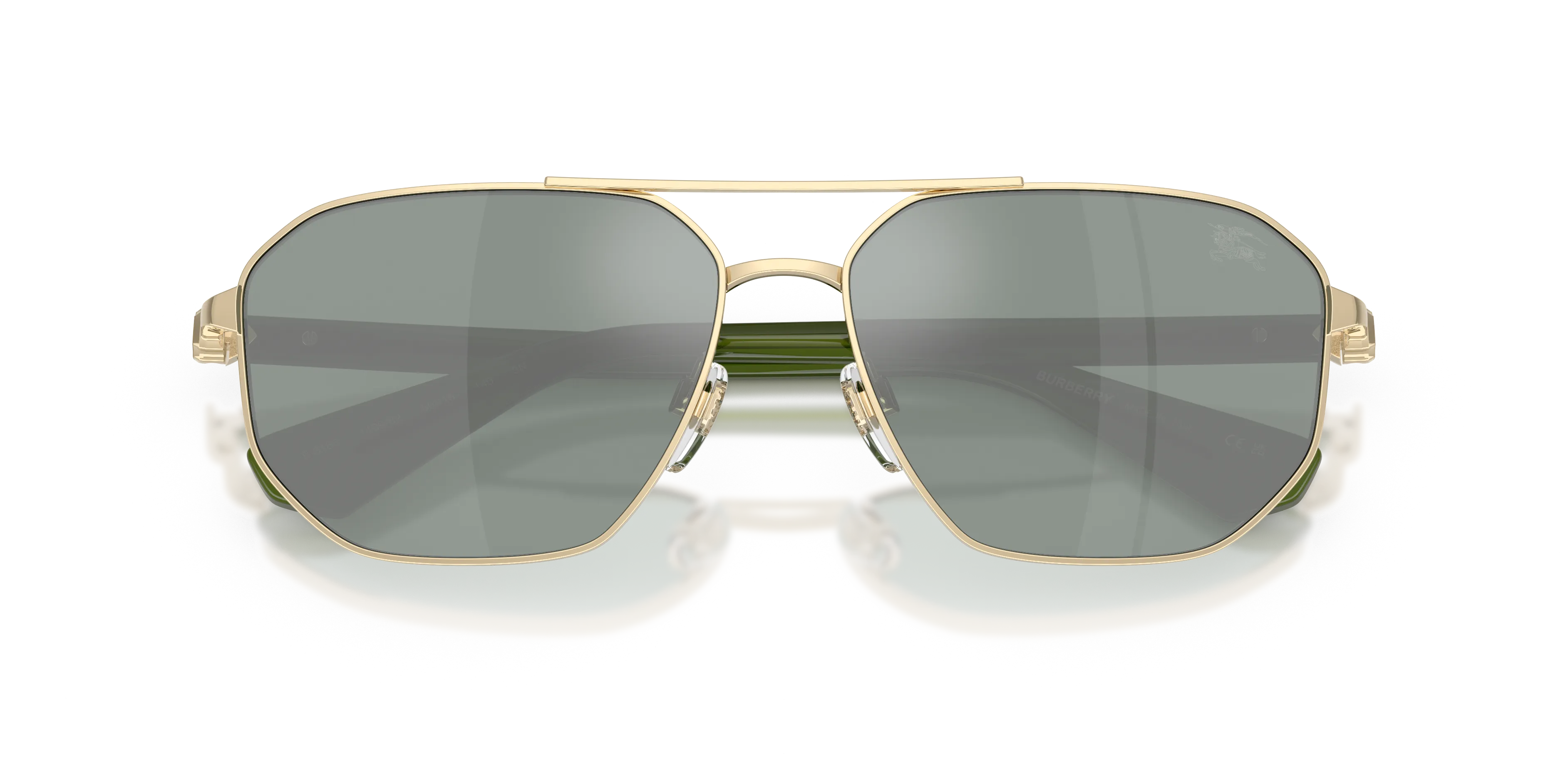 Burberry BE3166 110982 Occhiali da sole Metallo Oro Verde Pilot Normale Specchiato - immagine 2