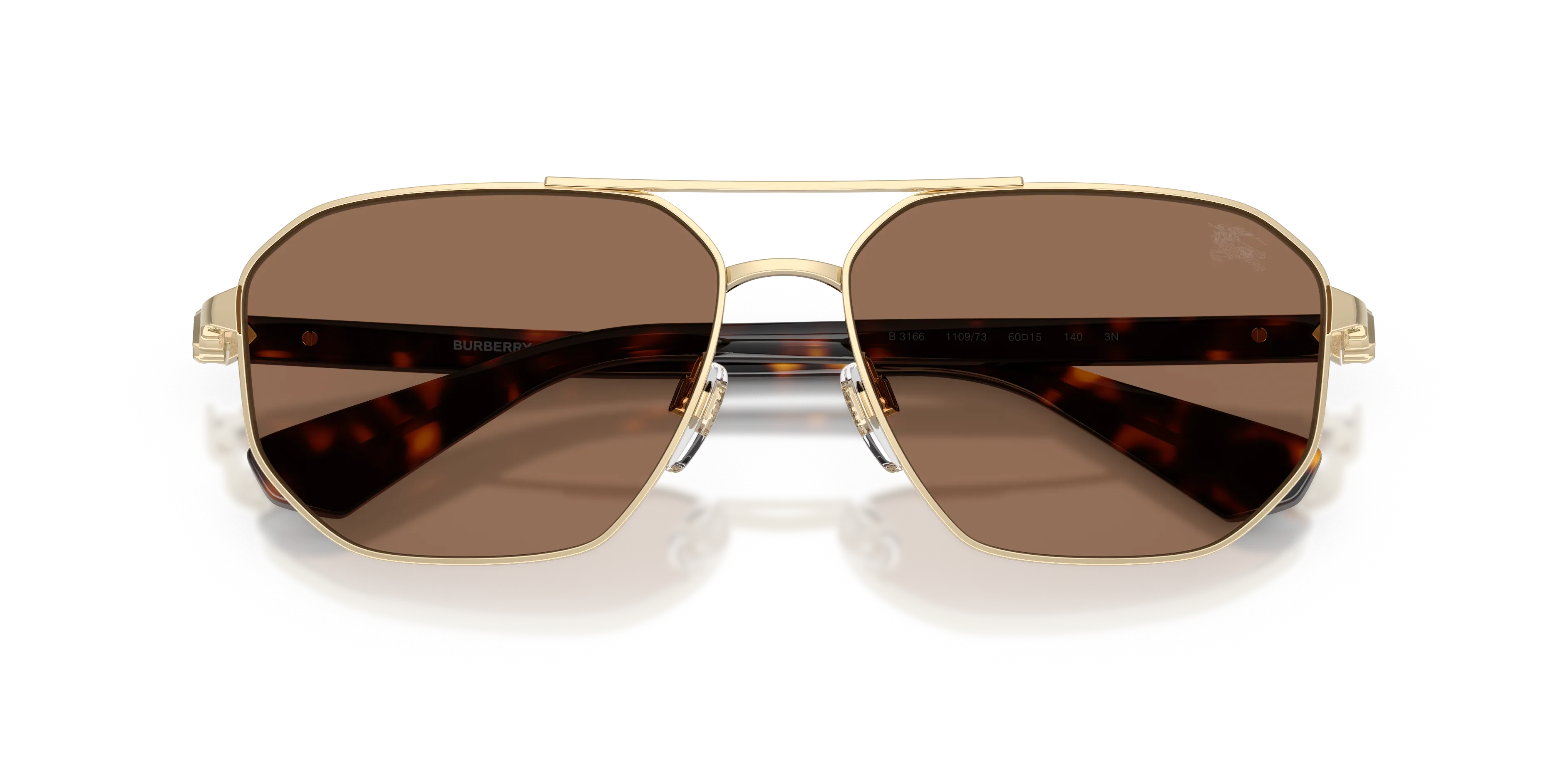 Burberry BE3166 110973 Occhiali da sole Metallo Oro Marrone Pilot Normale - immagine 2