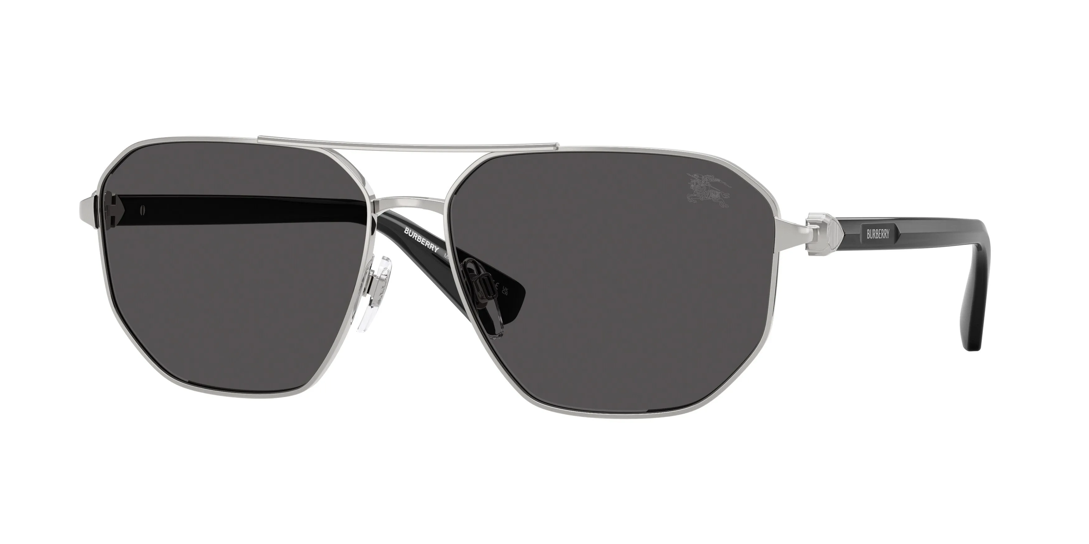 Burberry BE3166 100587 Occhiali da sole Metallo Argento Grigio Pilot Normale - immagine 1