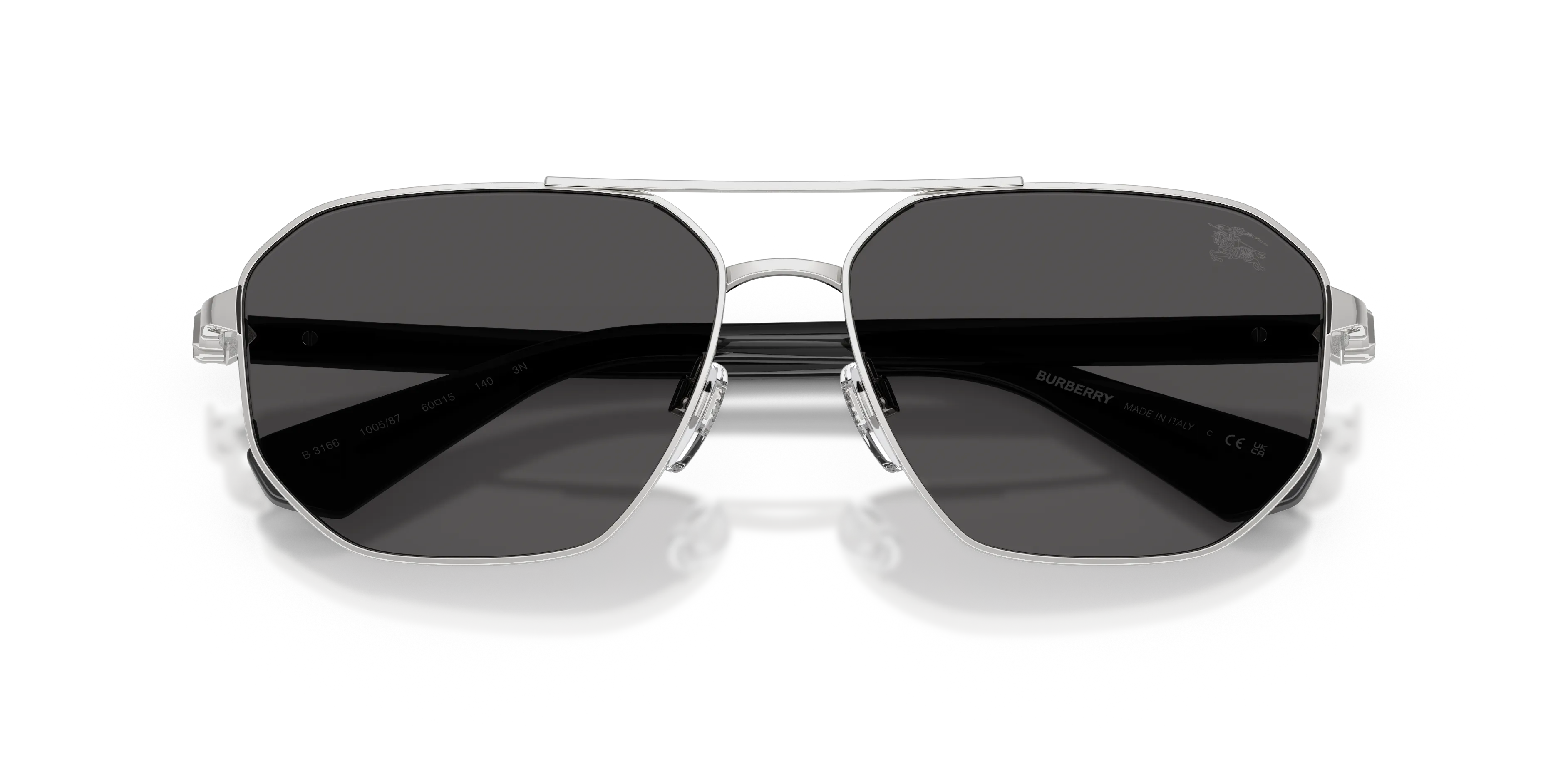 Burberry BE3166 100587 Occhiali da sole Metallo Argento Grigio Pilot Normale - immagine 2