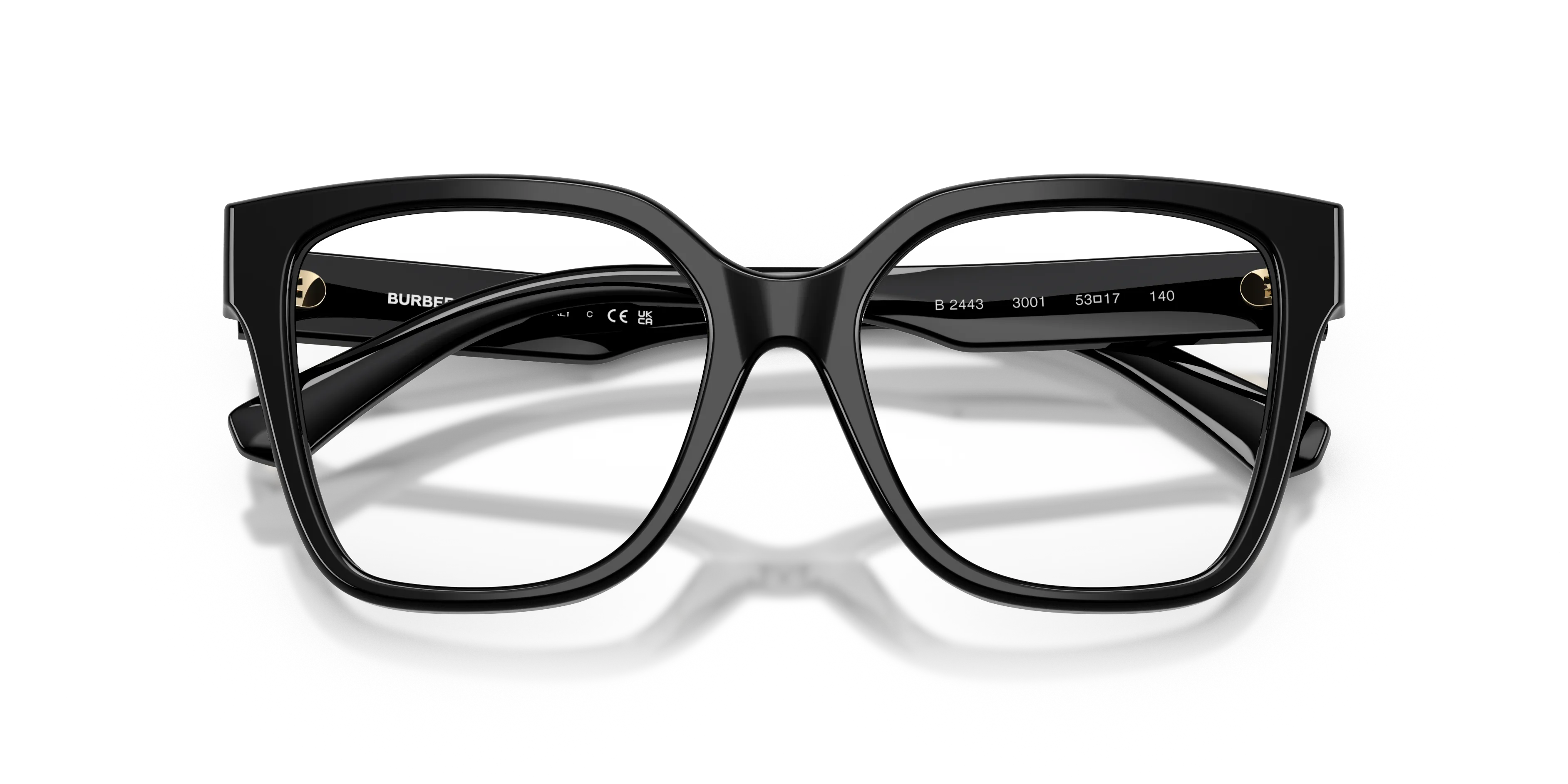 Burberry BE2443 3001 Montature da vista Acetato Nero Squadrata Normale - immagine 2
