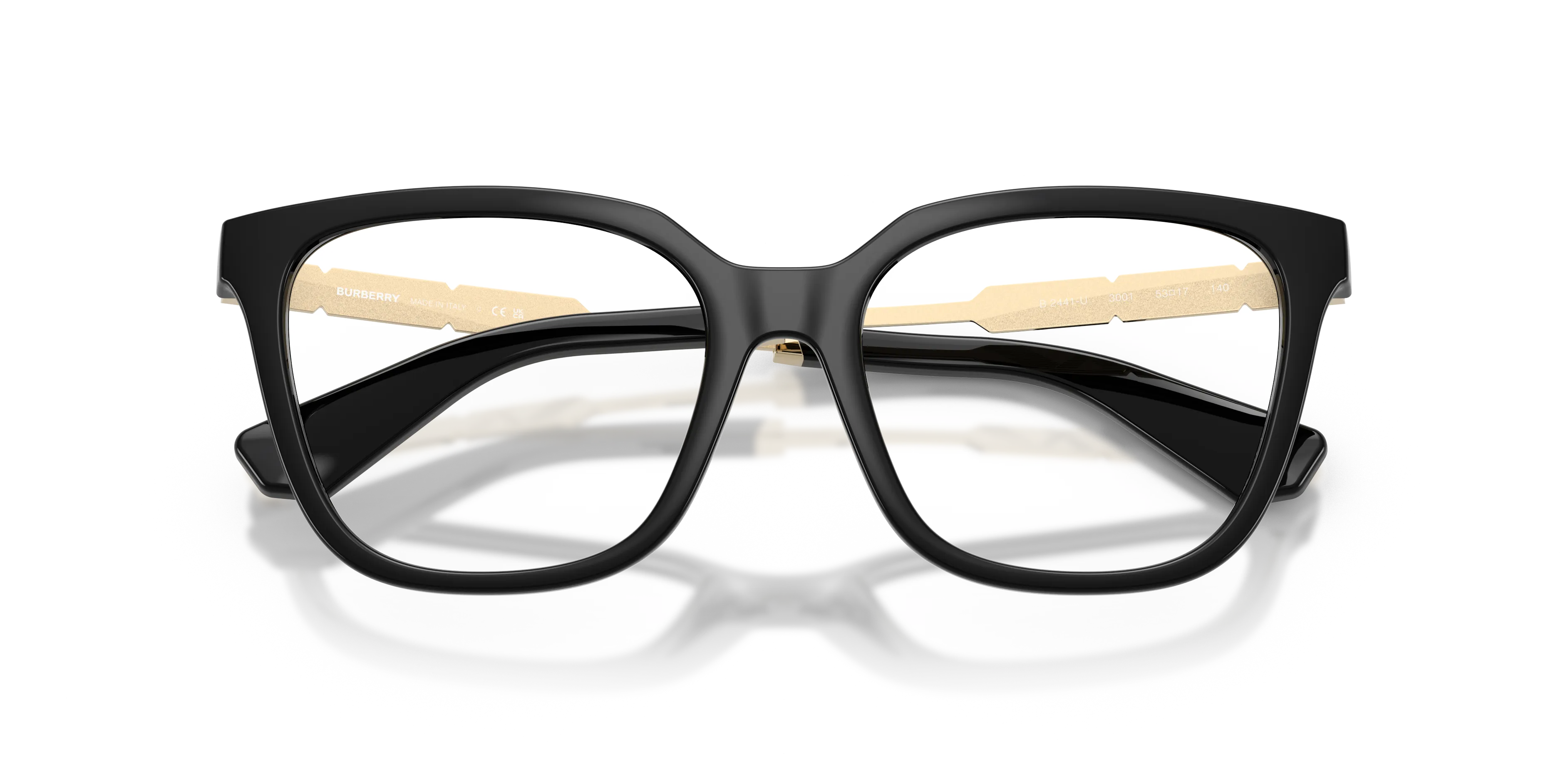 Burberry BE2441U 3001 Montature da vista Iniettato Nero Squadrata Normale - immagine 2