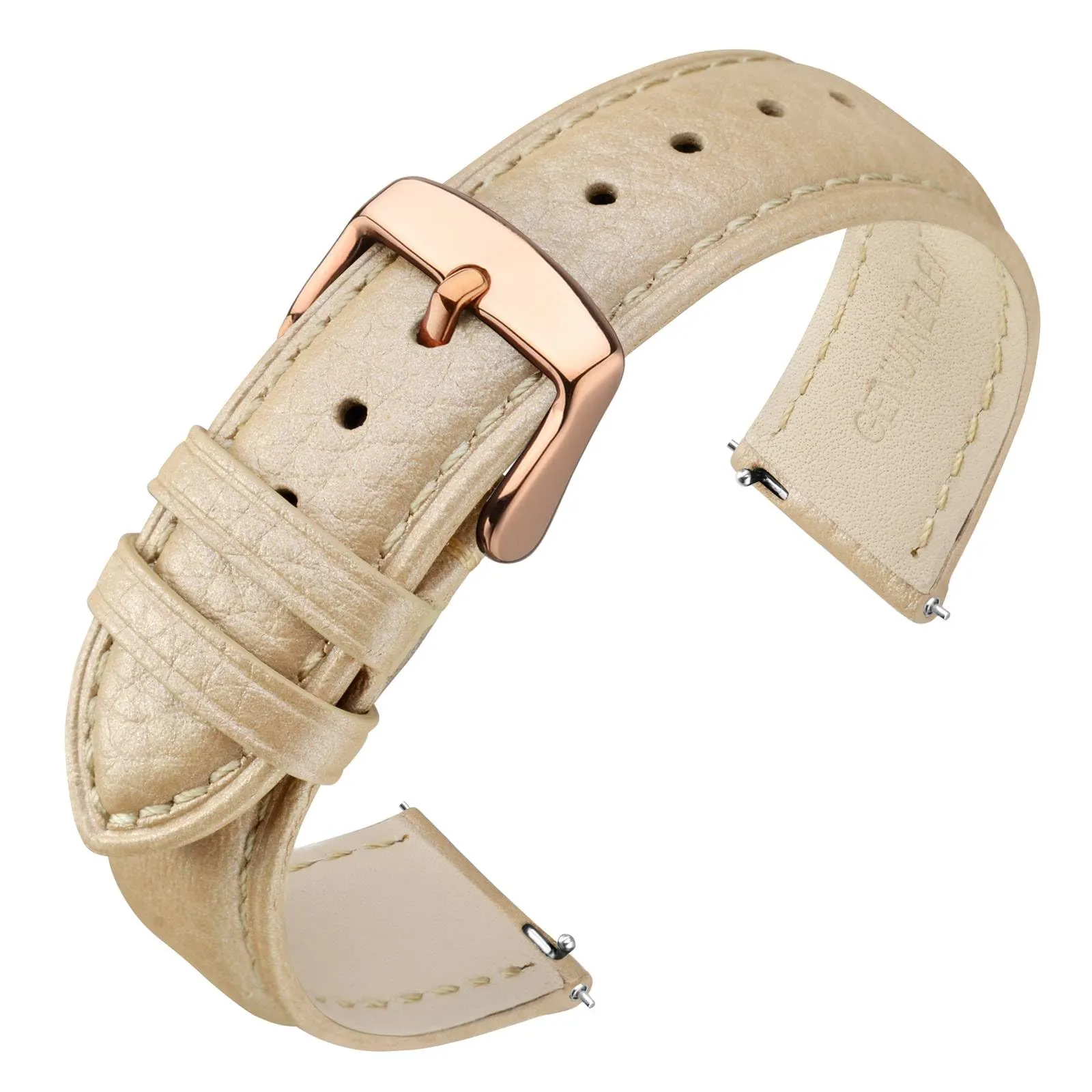ANNEFIT Cinturino 16mm, Cinturini di Ricambio per Uomo e Donna con Fibbia Oro Rosa, Imbottito Testurizzato Pelle a Sgancio Rapido (Oro) - immagine 1