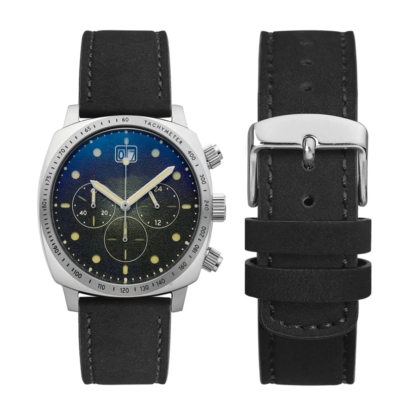 WOCCI 21mm Retrò Cinturino in Pelle per Uomo e Donna, Cinturino a Sgancio Rapido con Fibbia Argento (Nero) - immagine 5