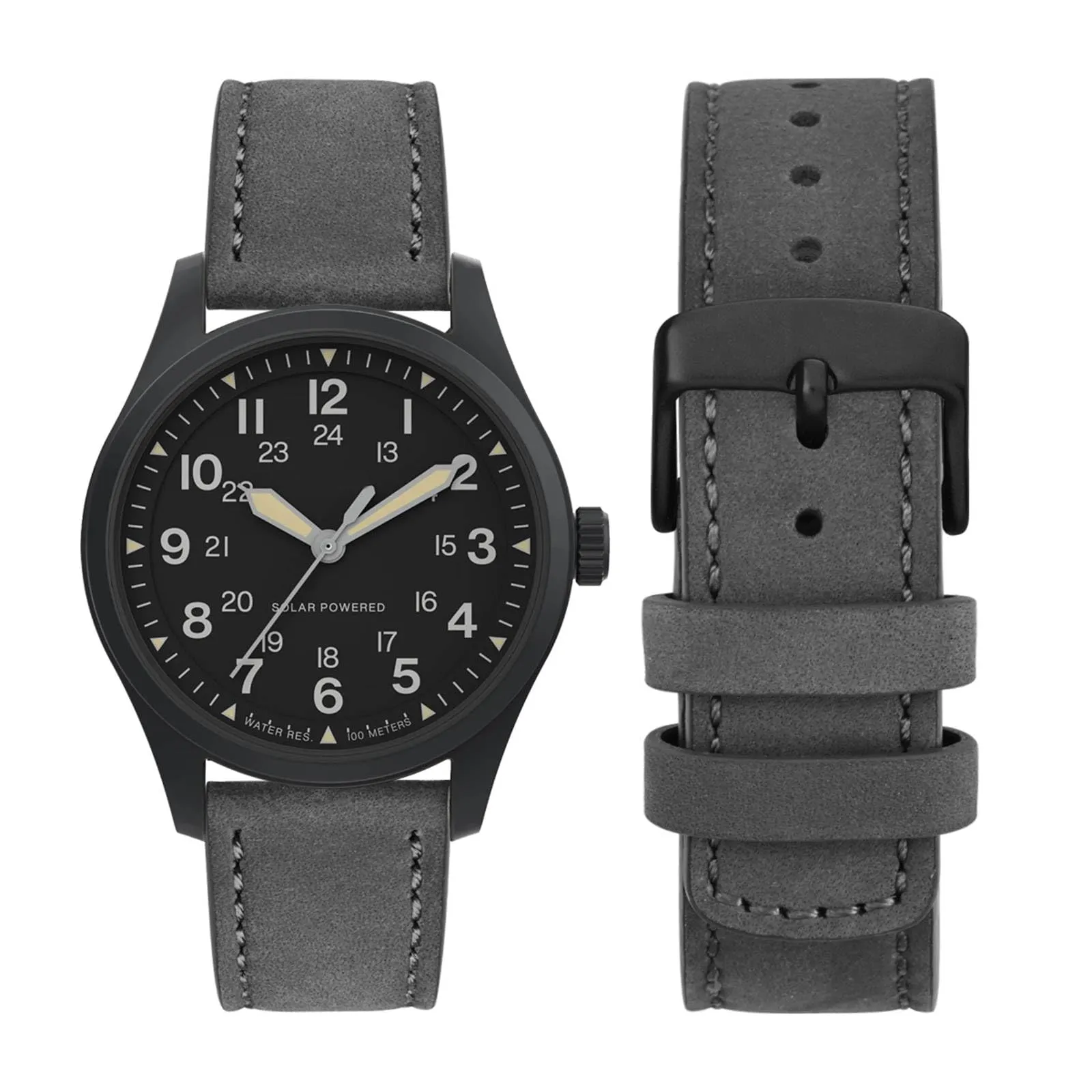 WOCCI 18mm Retrò Cinturino in Pelle per Uomo e Donna, Cinturino a Sgancio Rapido con Fibbia Nera (Grigio) - immagine 5