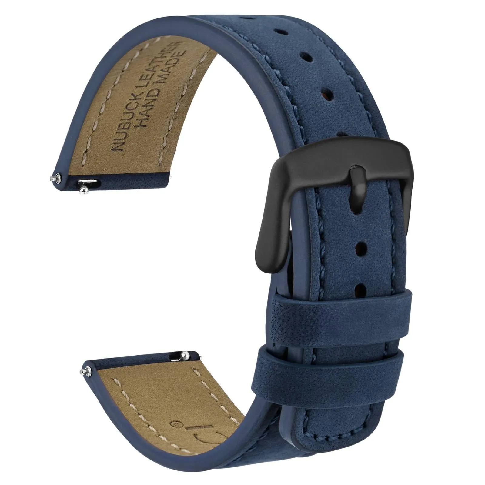 WOCCI 18mm Retrò Cinturino in Pelle per Uomo e Donna, Cinturino a Sgancio Rapido con Fibbia Nera (Blu) - immagine 1